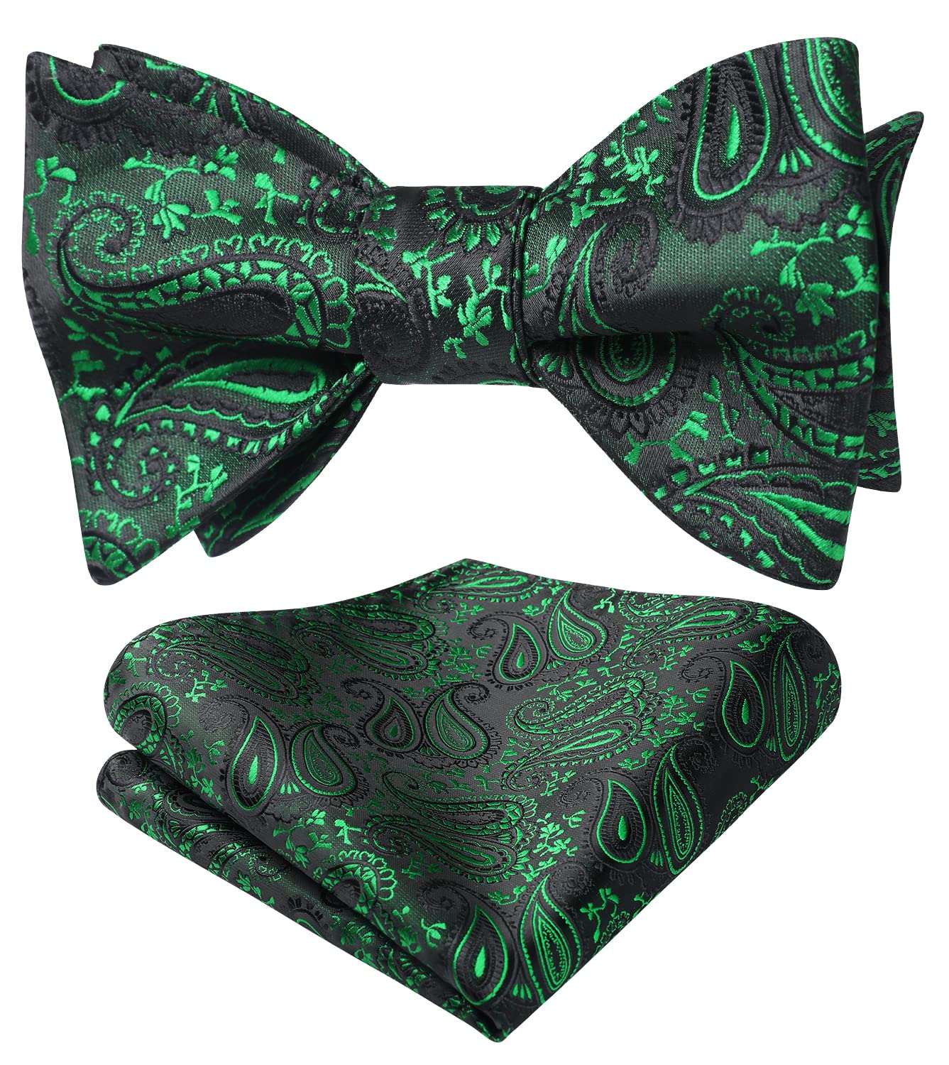 HISDERN Bow Ties for Men Paisley Bowties Mens Self Tie Bow Tie and Pocket Square Set Formal Tuxedo Wedding Bowtie