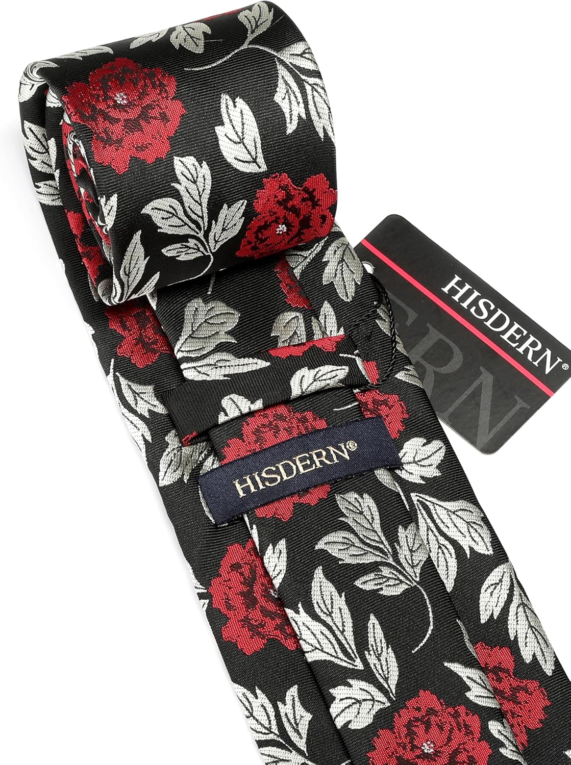 Men Floral Ties Woven Classic 3.4" NeckTie Set Formal Tie Pocket Square for Wedding with Handkerchief