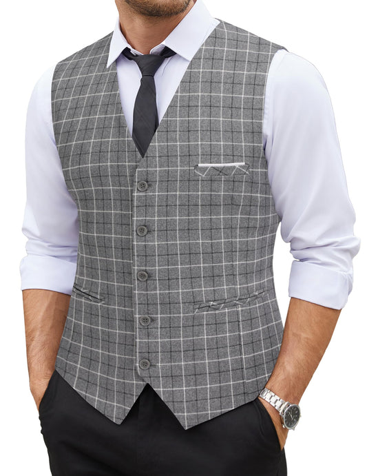 COOFANDY Men's Casual Dress Suit Vest Slim Fit Business Formal Waistcoat Vest