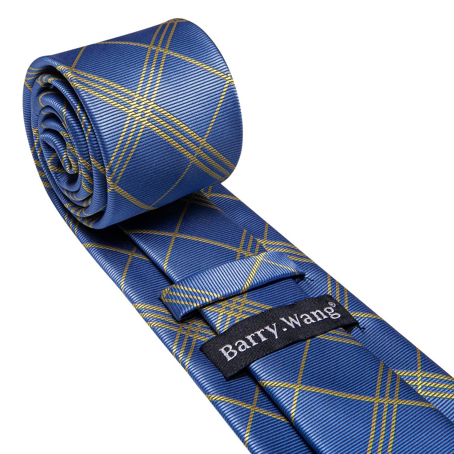 Barry.Wang Stripe Men Ties Set Classic WOVEN Necktie with Handkerchief Cufflinks Formal