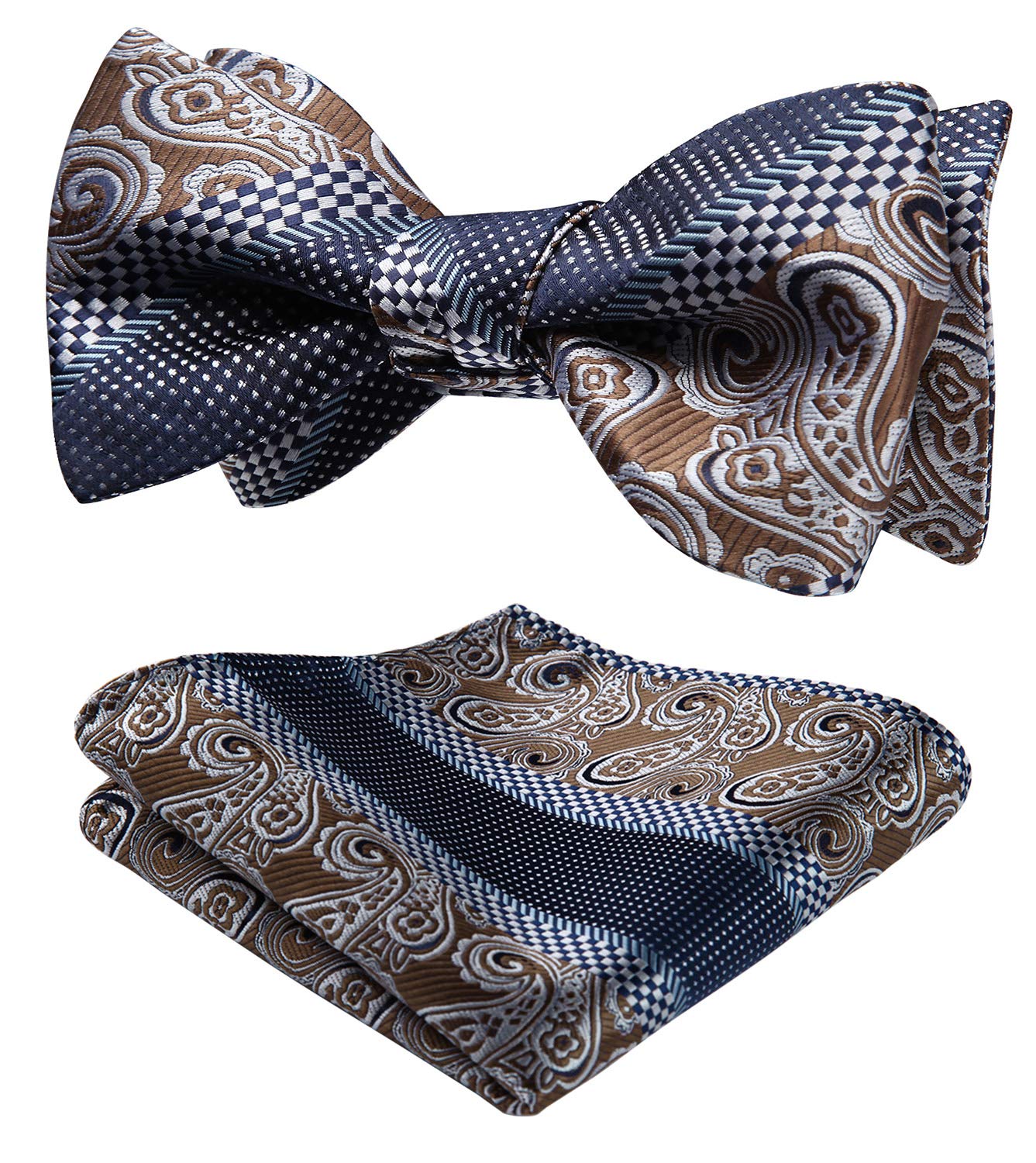 HISDERN Bow Ties for Men Paisley Bowties Mens Self Tie Bow Tie and Pocket Square Set Formal Tuxedo Wedding Bowtie