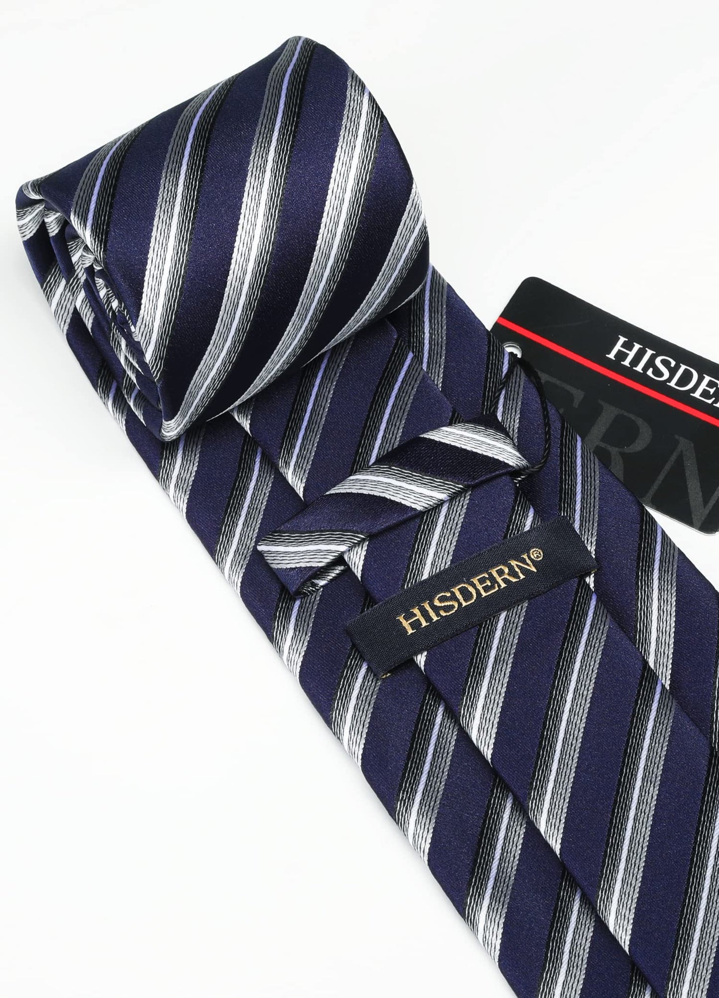 HISDERN Mens Ties Set Stripe Plaid Ties for Men and Pocket Square Cufflinks Formal Silk Necktie Wedding Business