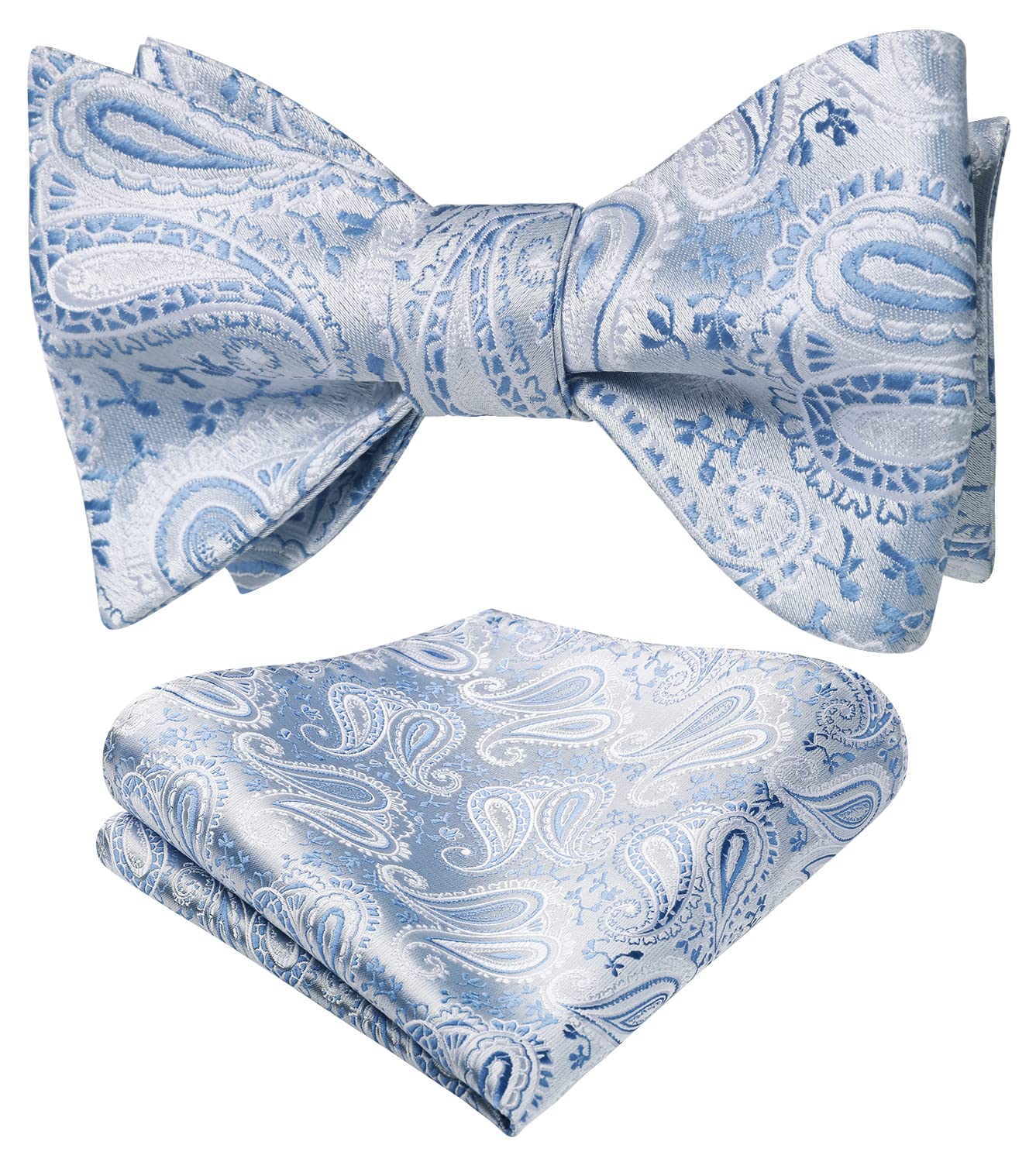 HISDERN Bow Ties for Men Paisley Bowties Mens Self Tie Bow Tie and Pocket Square Set Formal Tuxedo Wedding Bowtie