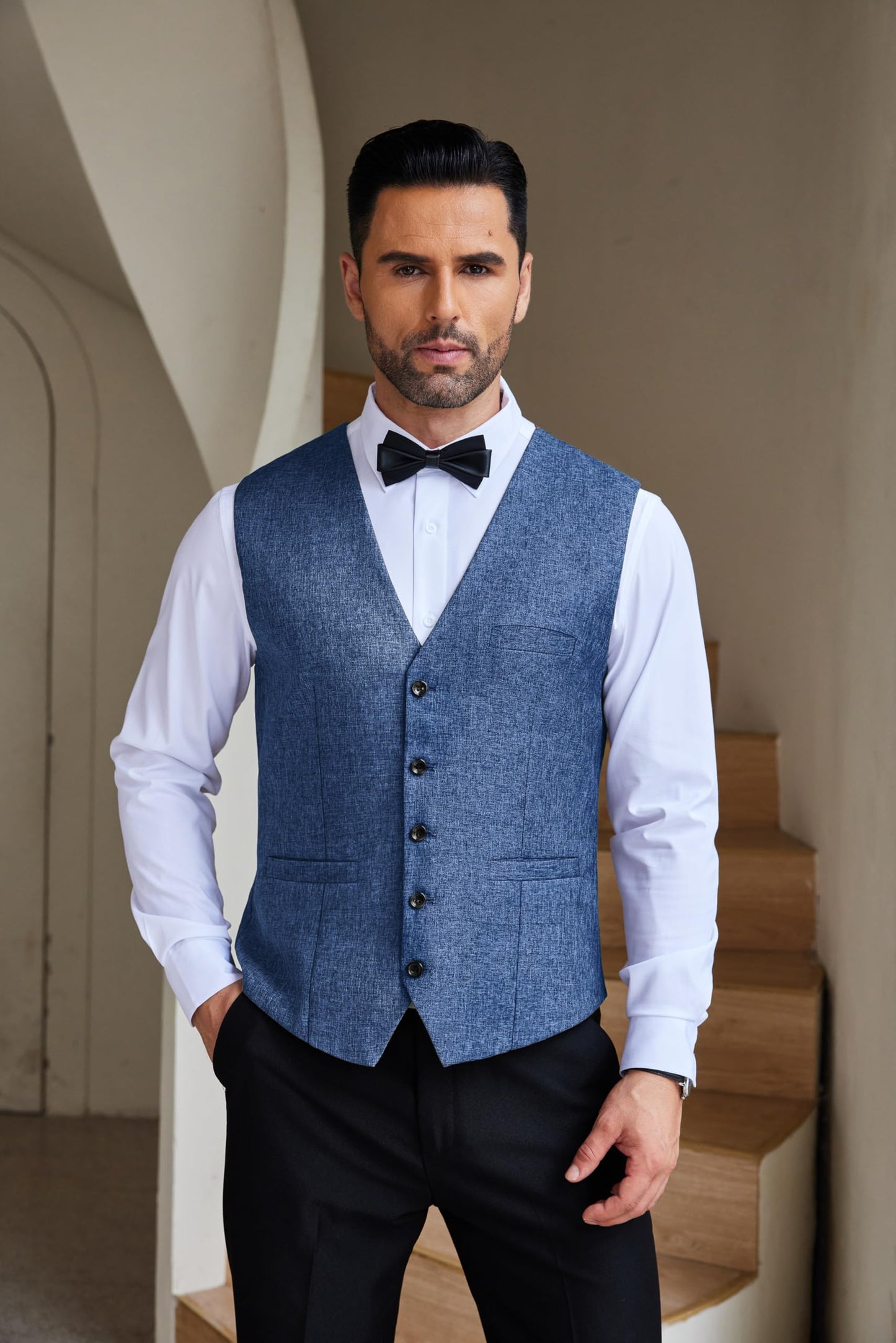 COOFANDY Men Casual Suit Vest Slim Fit Formal Vest Business Wedding Waistcoat