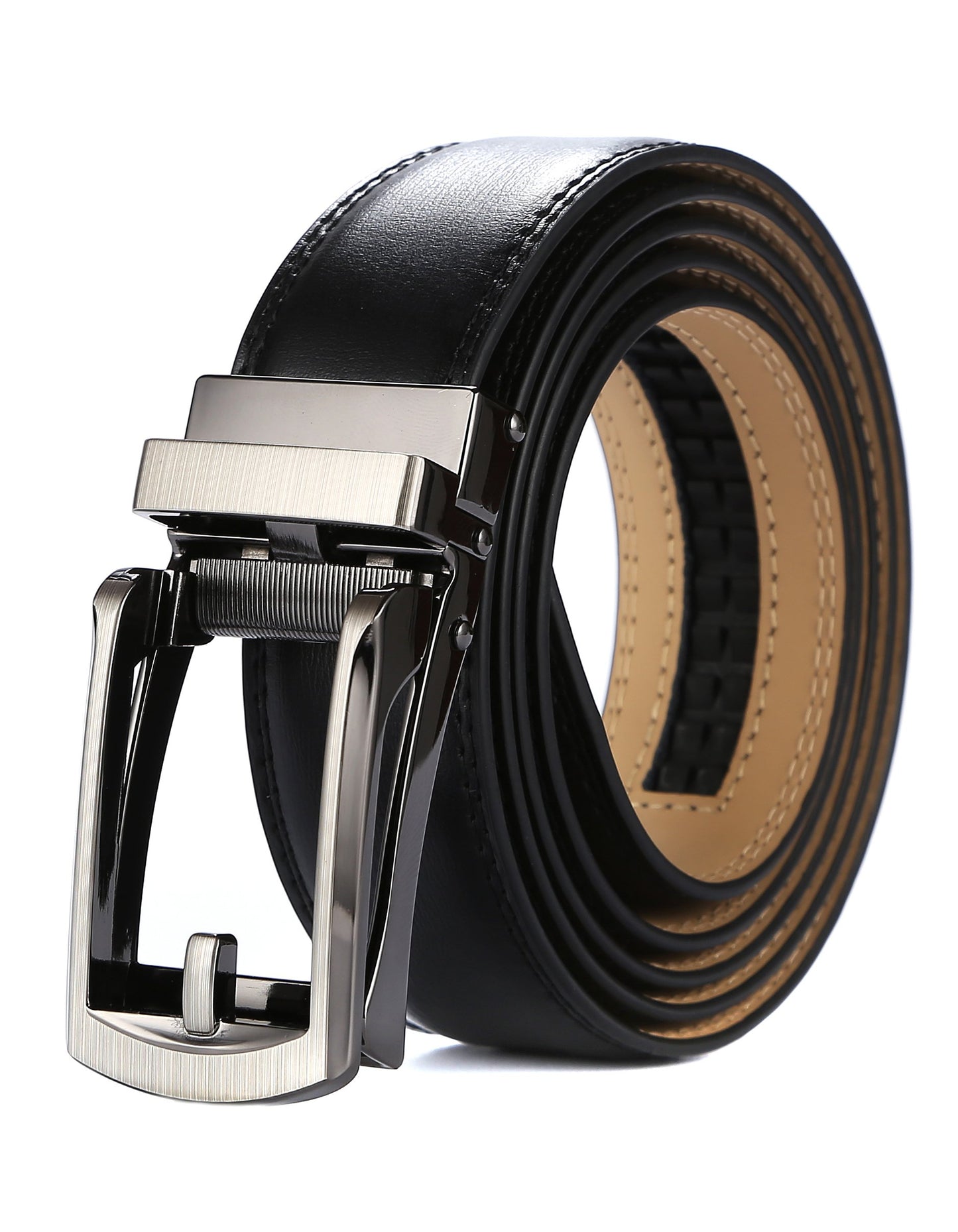 Mens Leather Ratchet Belts with Click Buckle Perfect Fit Dress Belt 30mm Wide