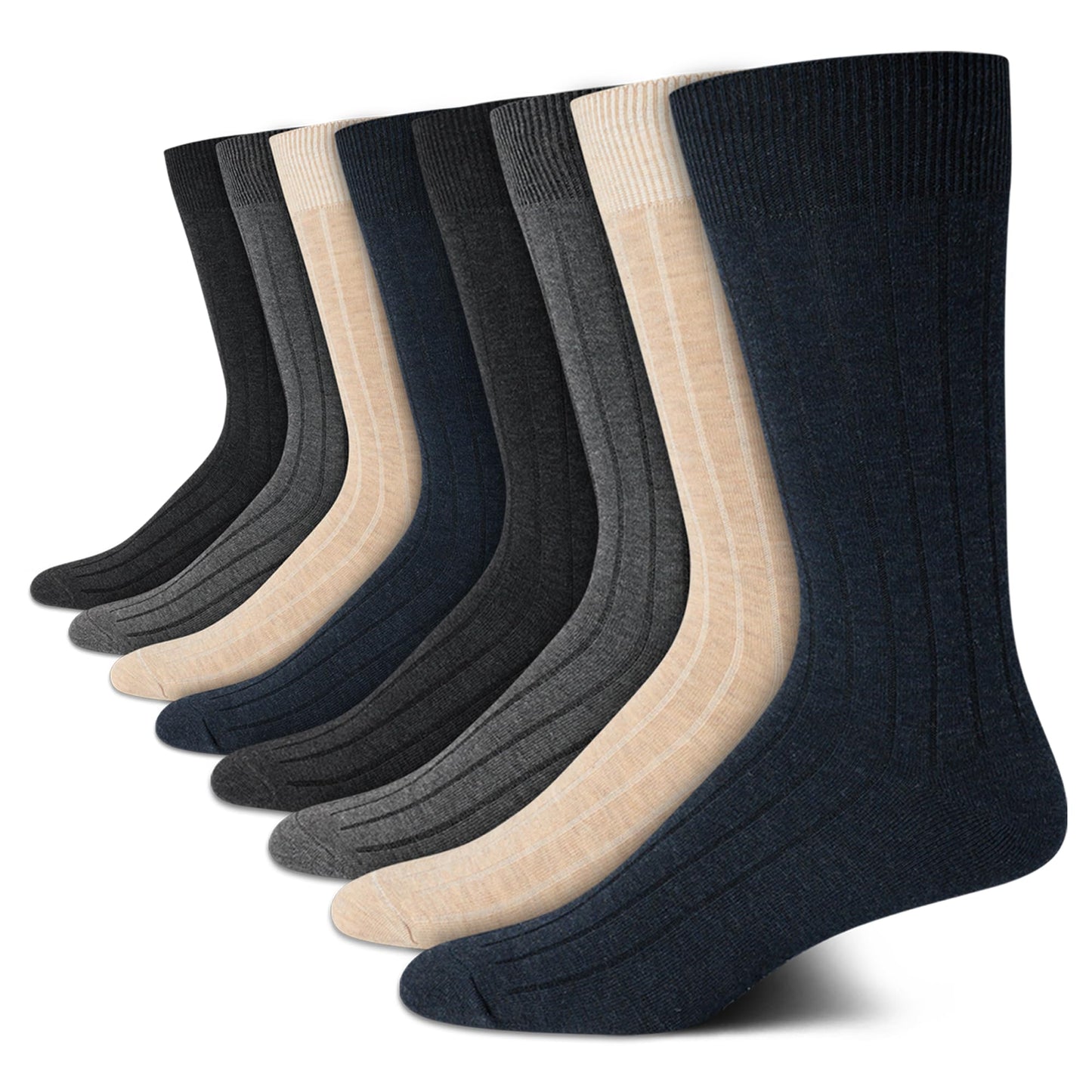 Calvin Klein Men's Dress Socks - Lightweight Cotton Blend Crew Socks (8 Pairs)