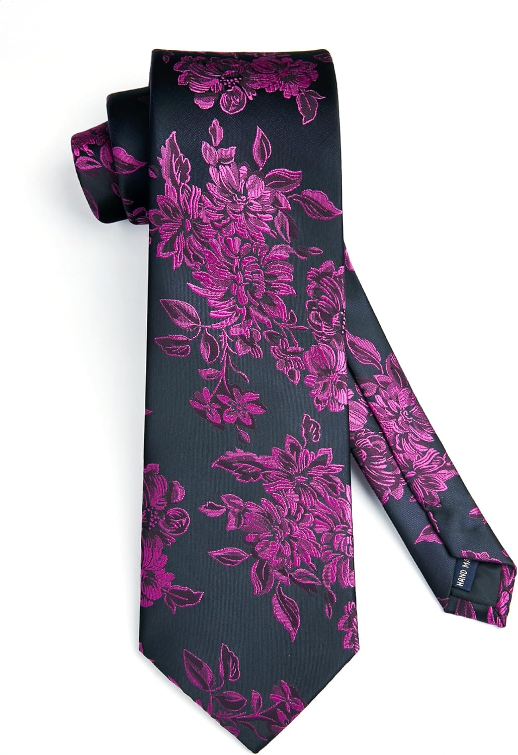 Men Floral Ties Woven Classic 3.4" NeckTie Set Formal Tie Pocket Square for Wedding with Handkerchief