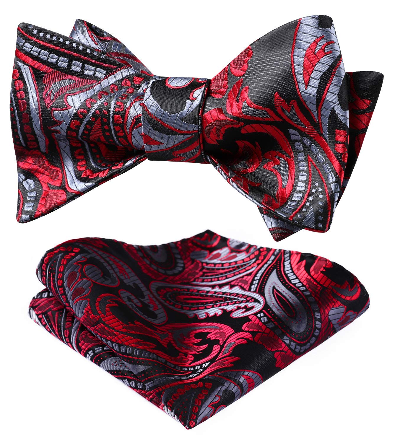 HISDERN Bow Ties for Men Floral Bowties Mens Self Tie Bow Tie Handkerchief Jacquard Woven Bowtie Pocket Square Set