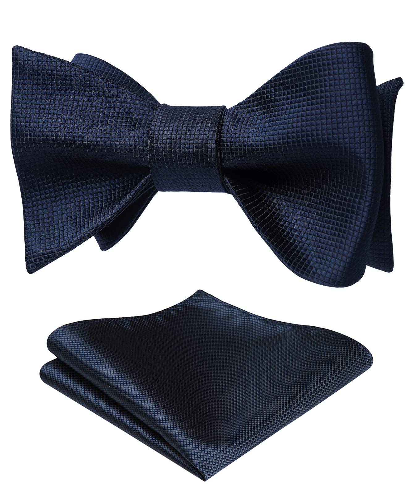 HISDERN Bow Ties for Men Solid Color Self Tie Bow Tie Pocket Square Set Classic Formal Satin Bowties for Tuxedo Wedding Party