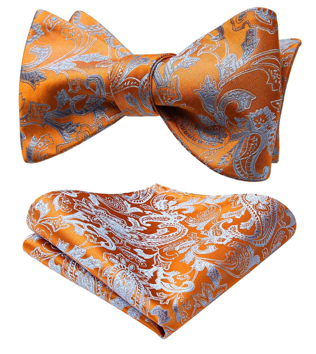 HISDERN Bow Ties for Men Paisley Bowties Mens Self Tie Bow Tie and Pocket Square Set Formal Tuxedo Wedding Bowtie