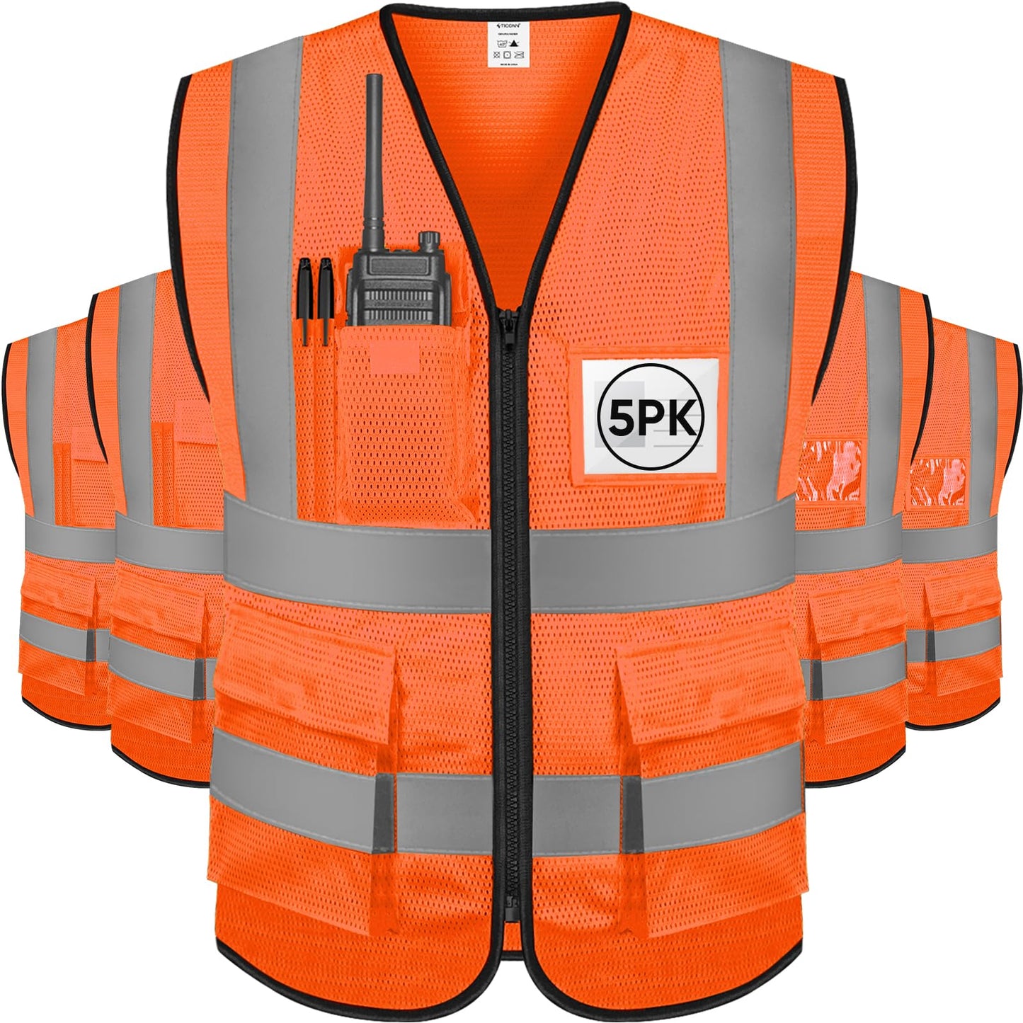 TICONN Reflective Safety Vest High Visibility Class II Mesh Vest for Women & Men Meets ANSI Standards