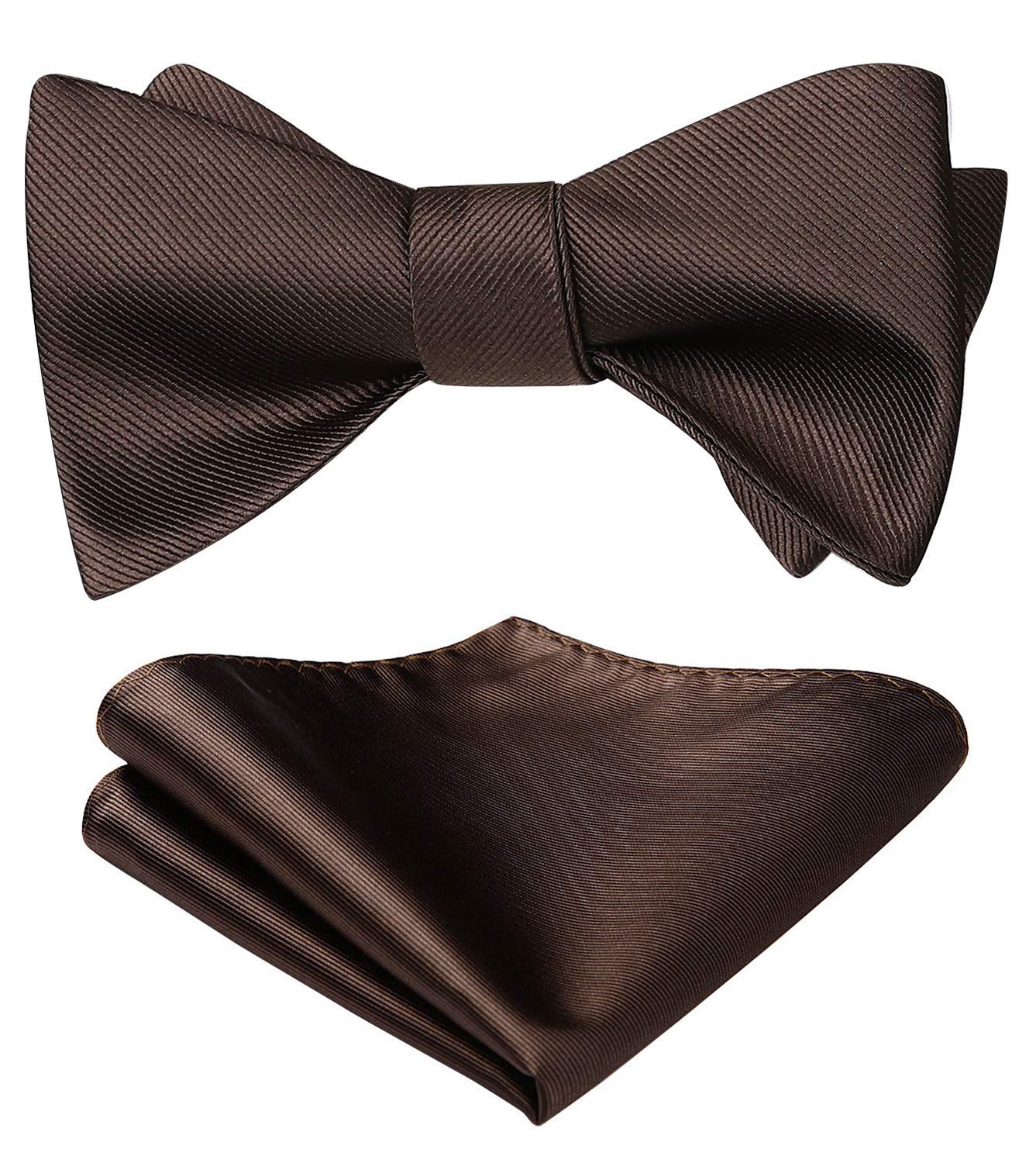 HISDERN Bow Ties for Men Solid Color Self Tie Bow Tie Pocket Square Set Classic Formal Satin Bowties for Tuxedo Wedding Party