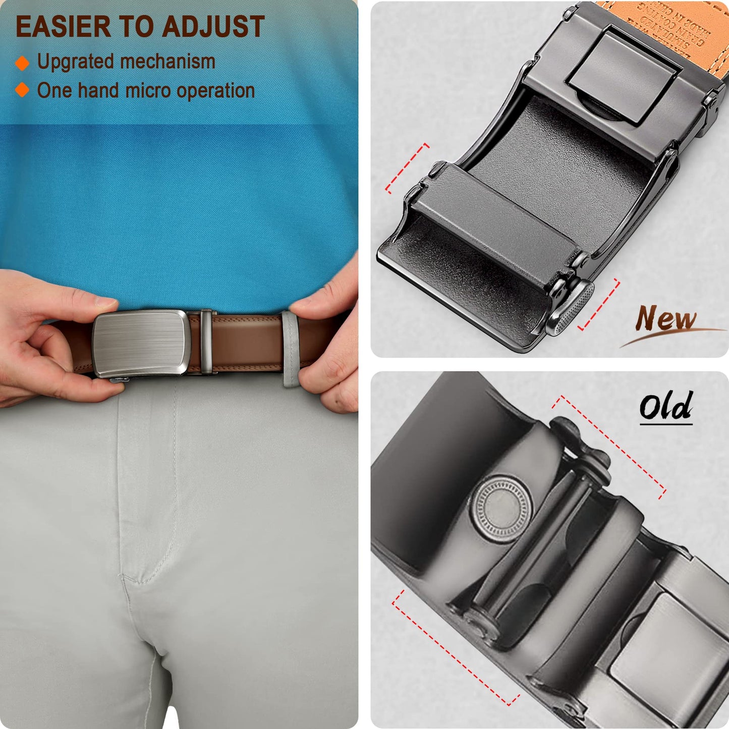 BULLIANT Men's Belt,Slide Ratchet Belt For Gift Men Dress Pant Shirt Oxfords,Trim To Fit