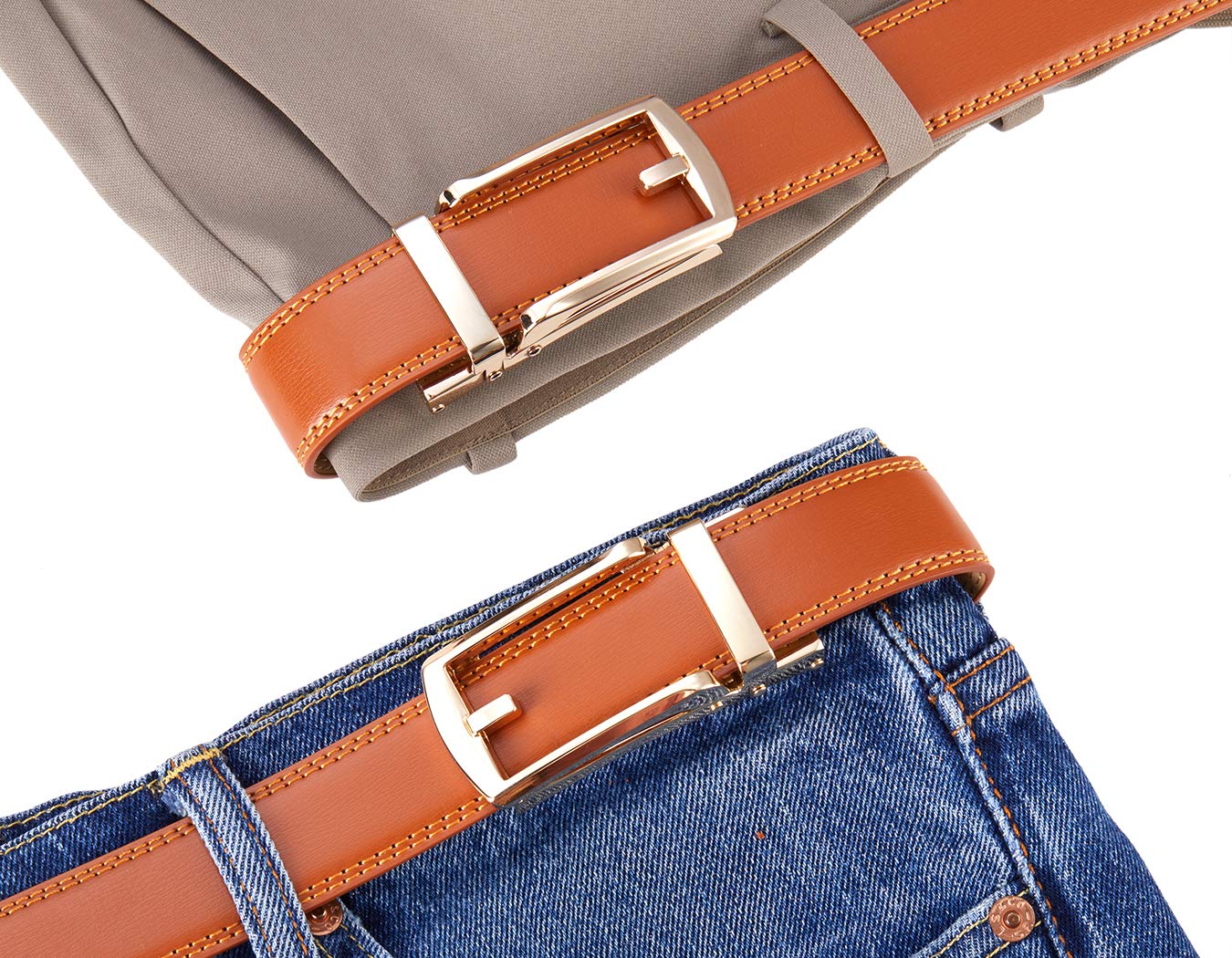 Mens Leather Ratchet Belts with Click Buckle Perfect Fit Dress Belt 30mm Wide