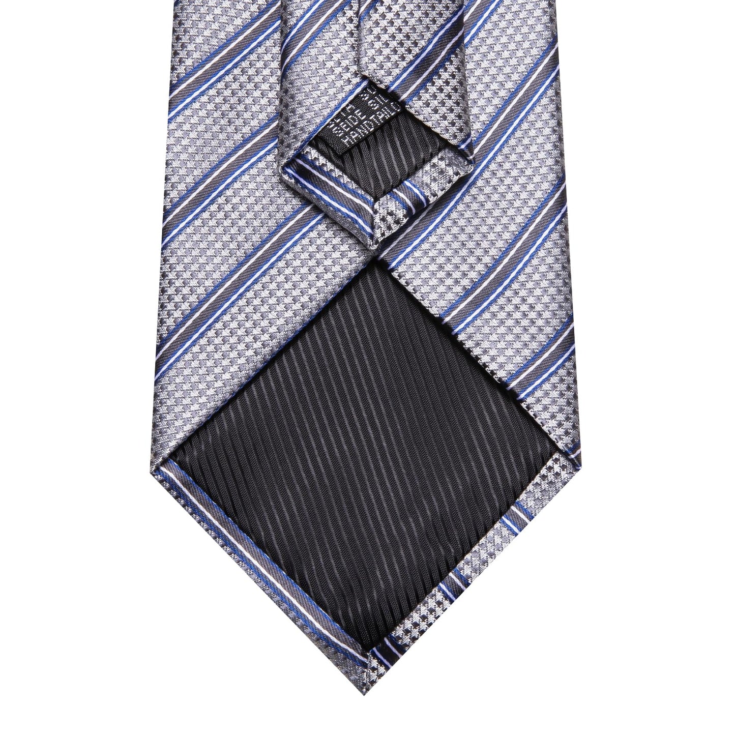 Barry.Wang Stripe Men Ties Set Classic WOVEN Necktie with Handkerchief Cufflinks Formal