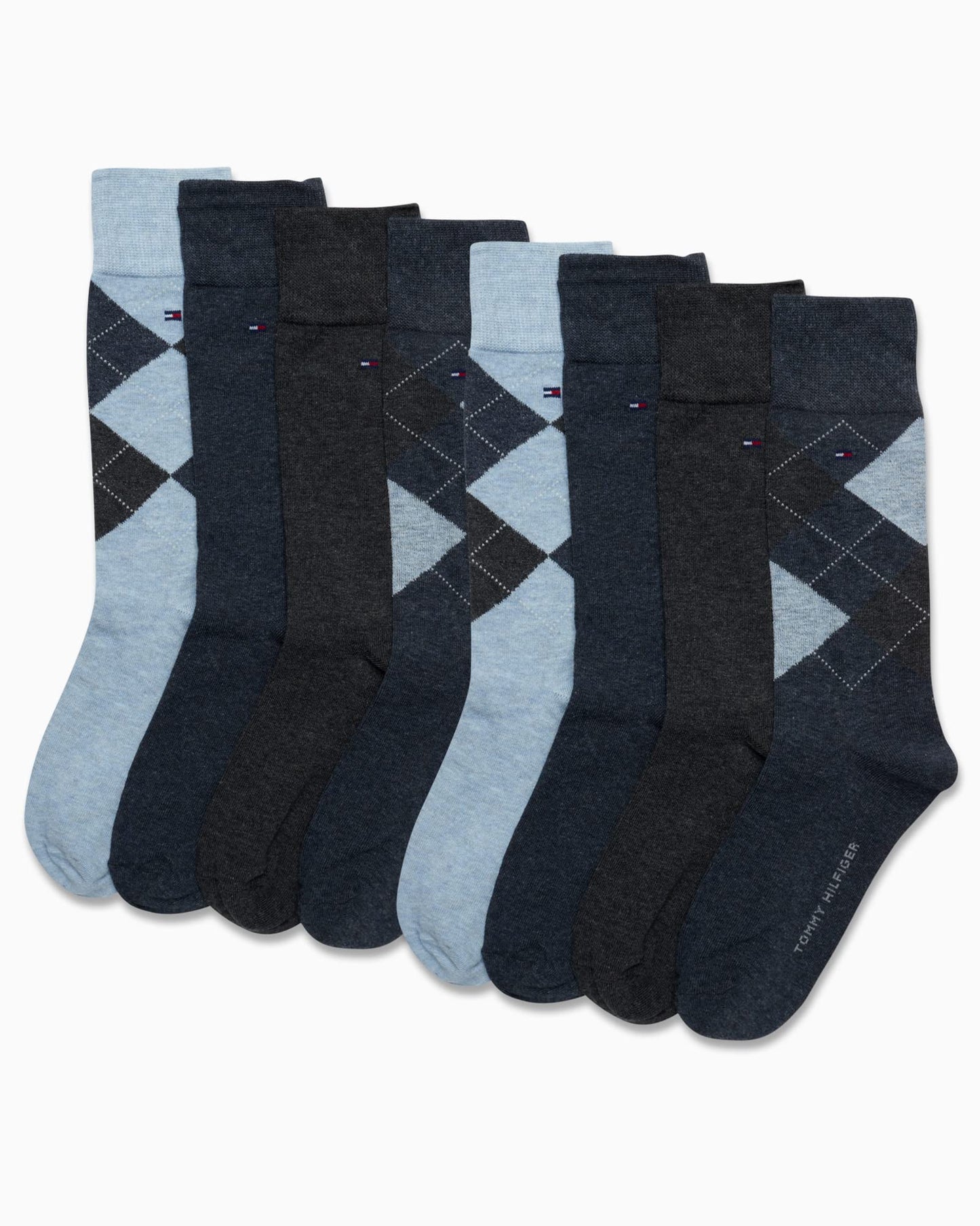 Tommy Hilfiger Men's Dress Socks - 8 Pack Comfort Stretch Crew Socks for Men - Crew Length Breathable Mens Work Socks (7-12)