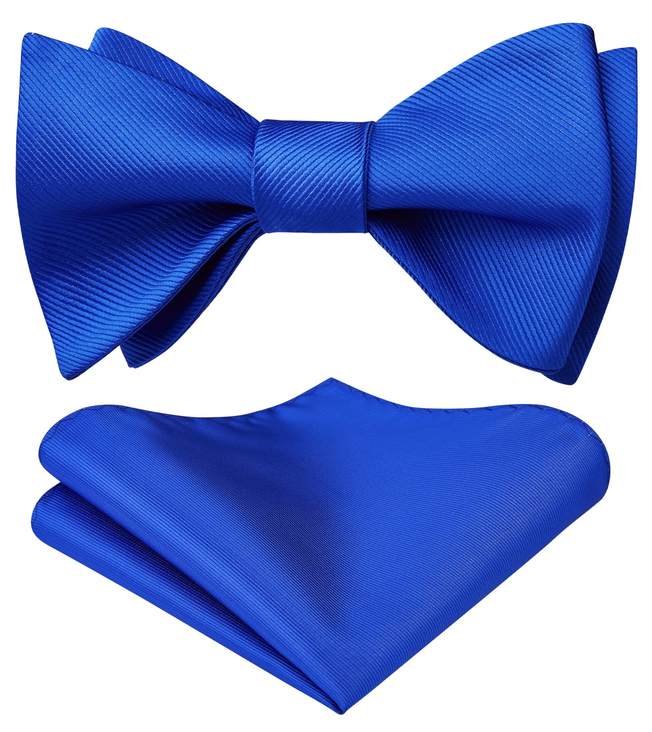 HISDERN Bow Ties for Men Solid Color Self Tie Bow Tie Pocket Square Set Classic Formal Satin Bowties for Tuxedo Wedding Party