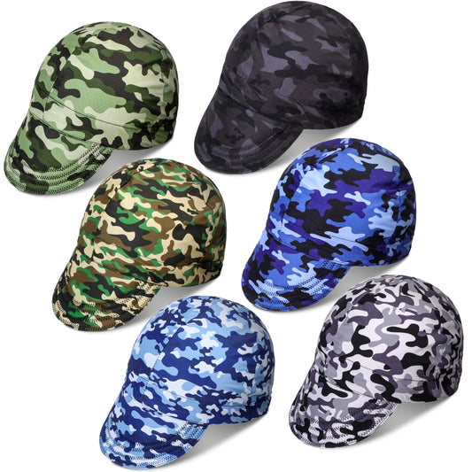 Marsui 6 Pcs Welding Caps Welding Hats Beanie for Men Women Camo Welder's Cap Welding Helmet Liners Welding Accessories Tools