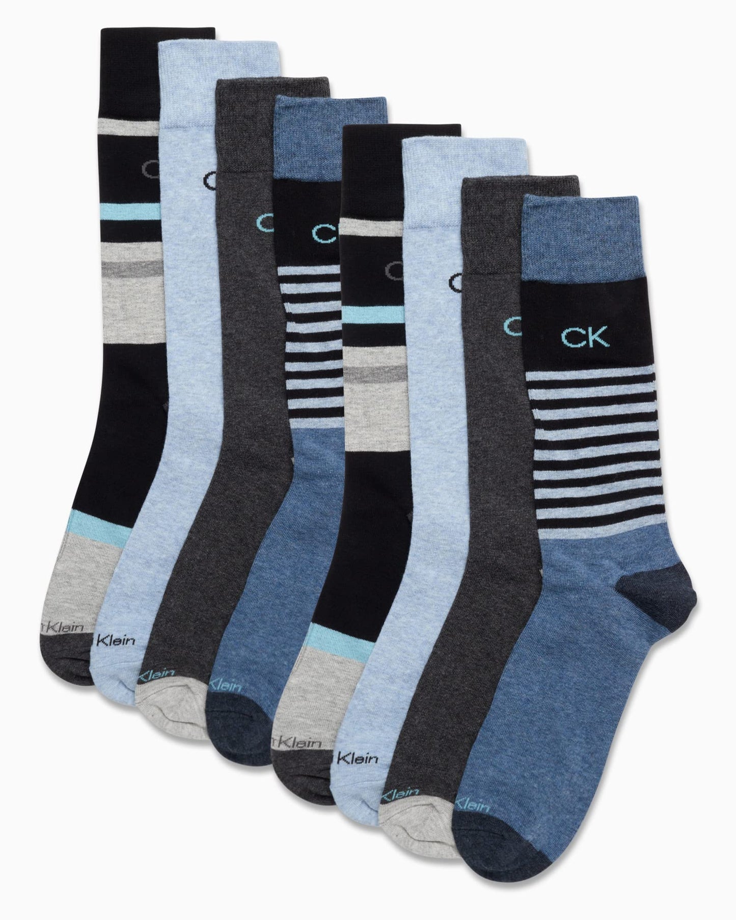 Calvin Klein Men's Dress Socks - Lightweight Cotton Blend Crew Socks (8 Pairs)