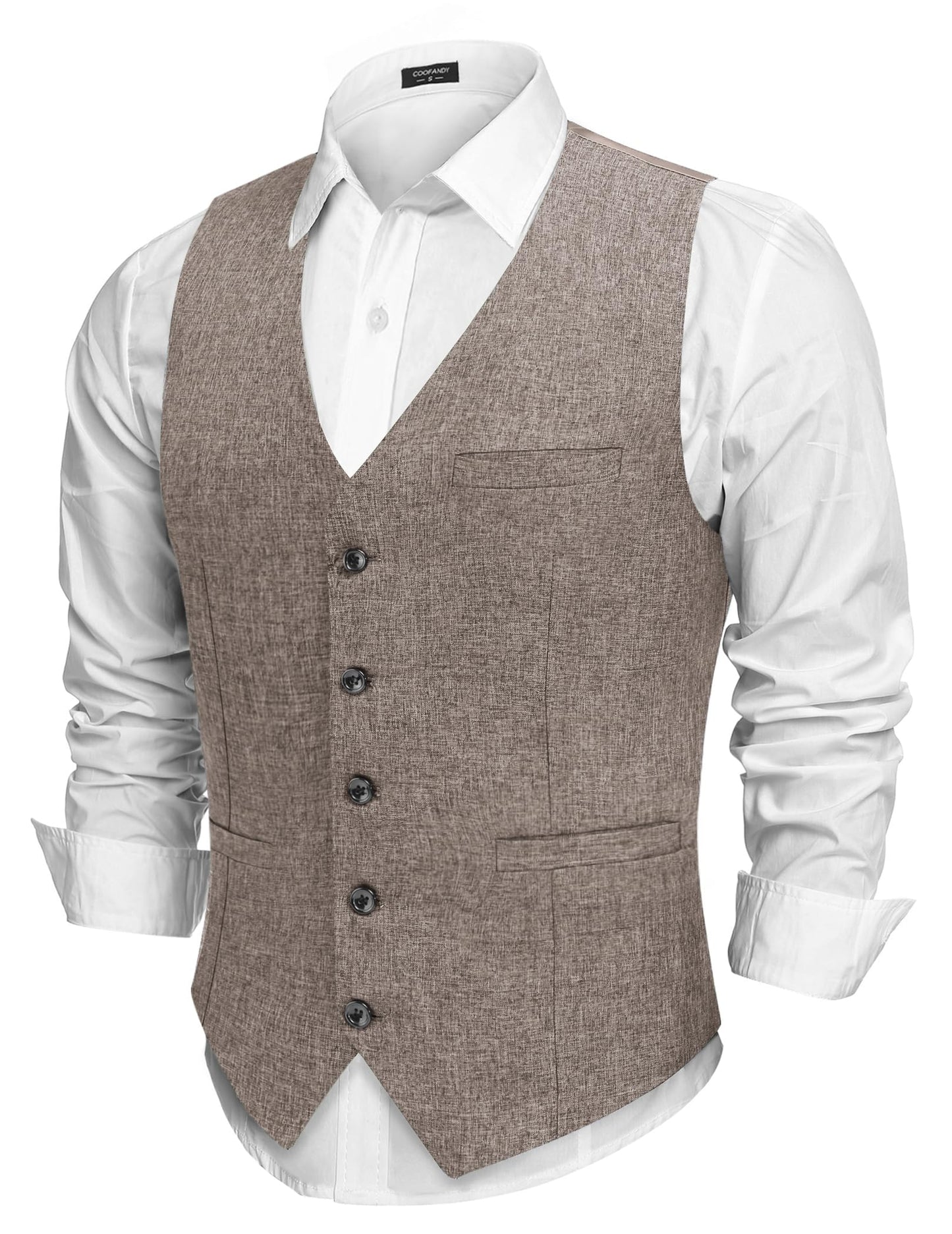 COOFANDY Men Casual Suit Vest Slim Fit Formal Vest Business Wedding Waistcoat