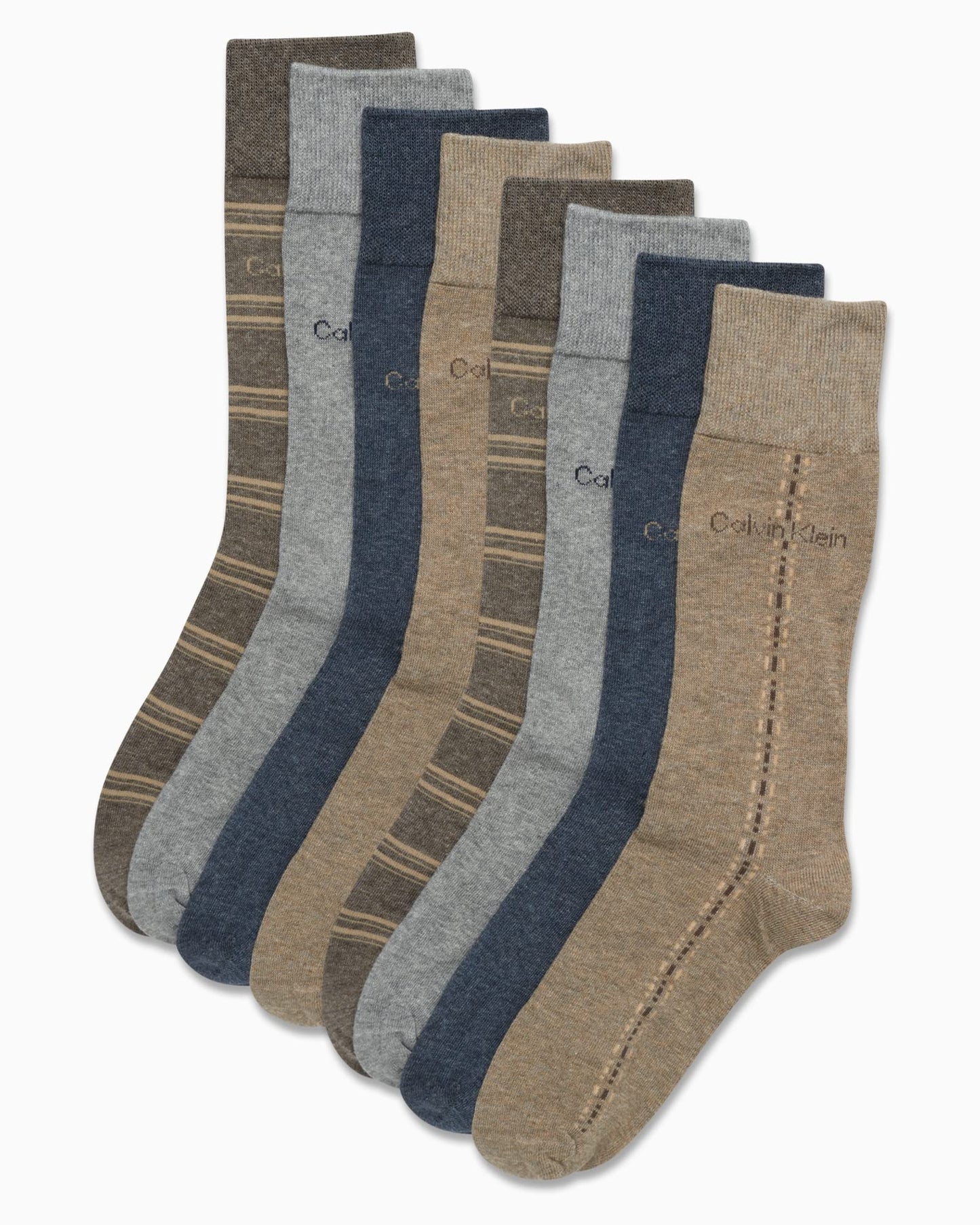 Calvin Klein Men's Dress Socks - Lightweight Cotton Blend Crew Socks (8 Pairs)