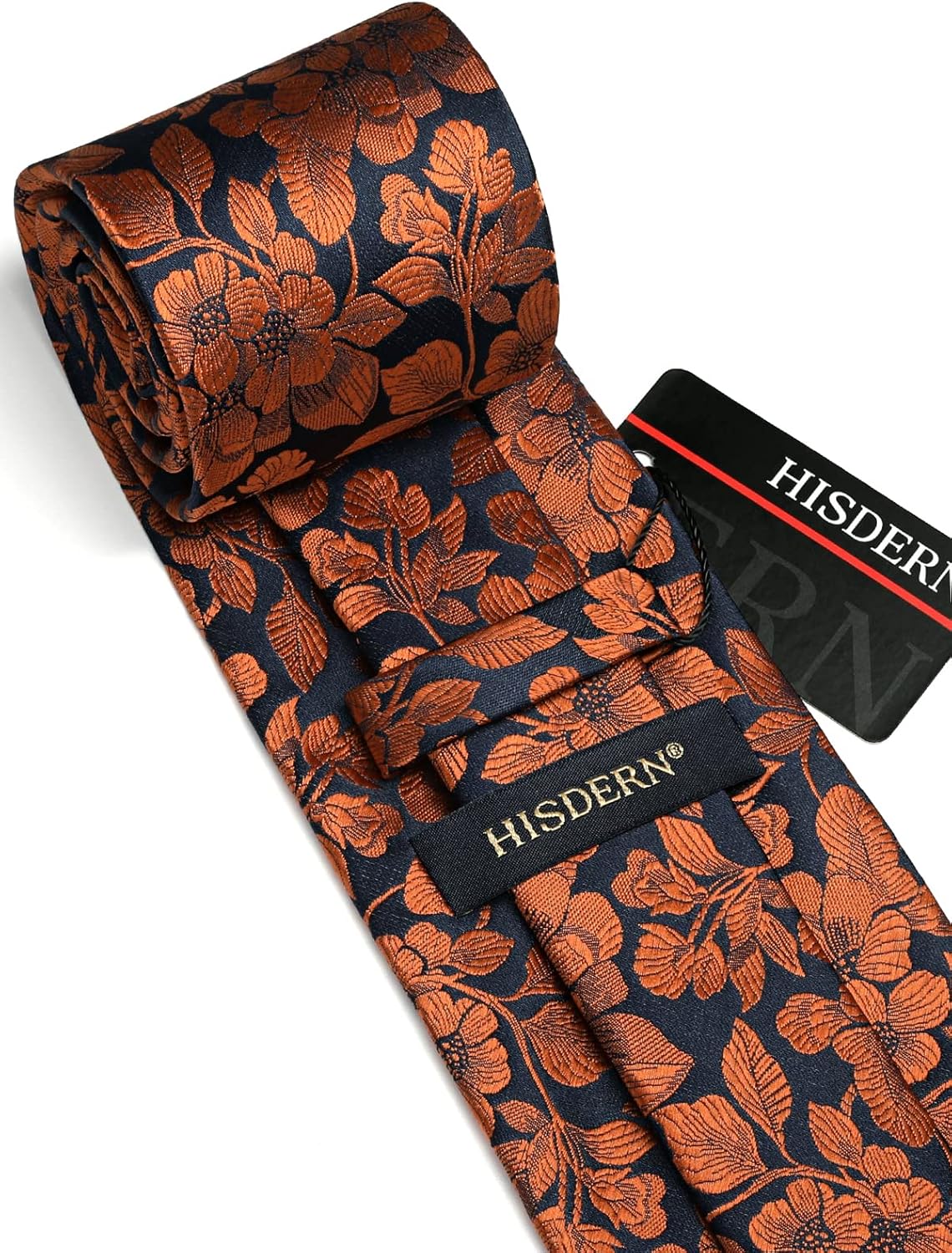 Men Floral Ties Woven Classic 3.4" NeckTie Set Formal Tie Pocket Square for Wedding with Handkerchief