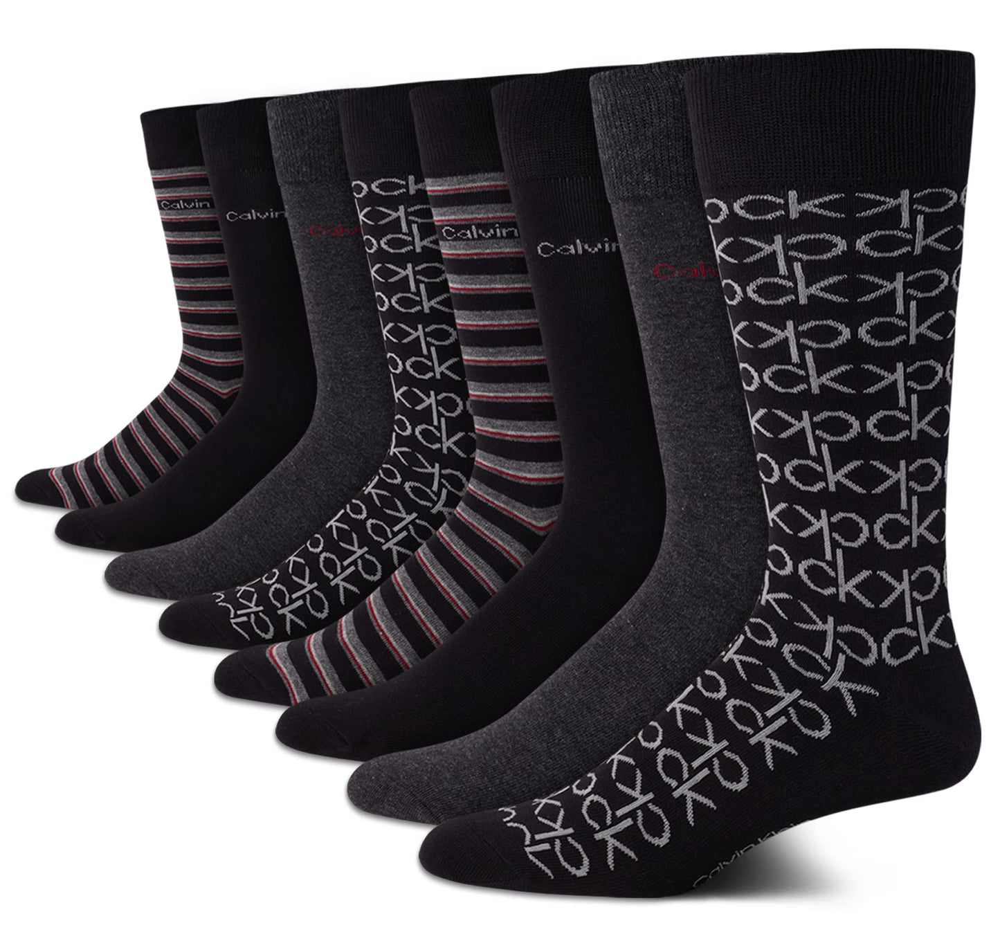 Calvin Klein Men's Dress Socks - Lightweight Cotton Blend Crew Socks (8 Pairs)