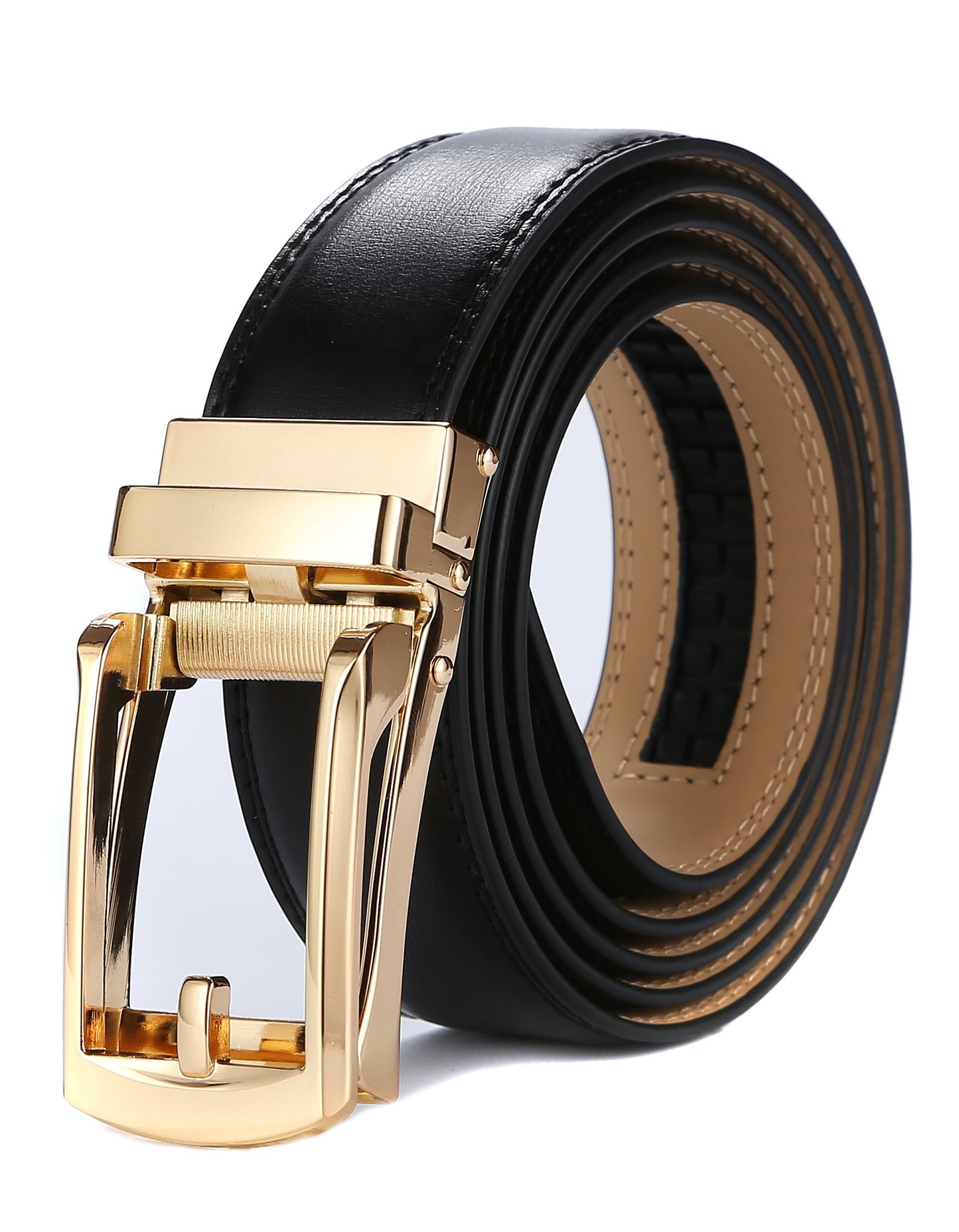 Mens Leather Ratchet Belts with Click Buckle Perfect Fit Dress Belt 30mm Wide