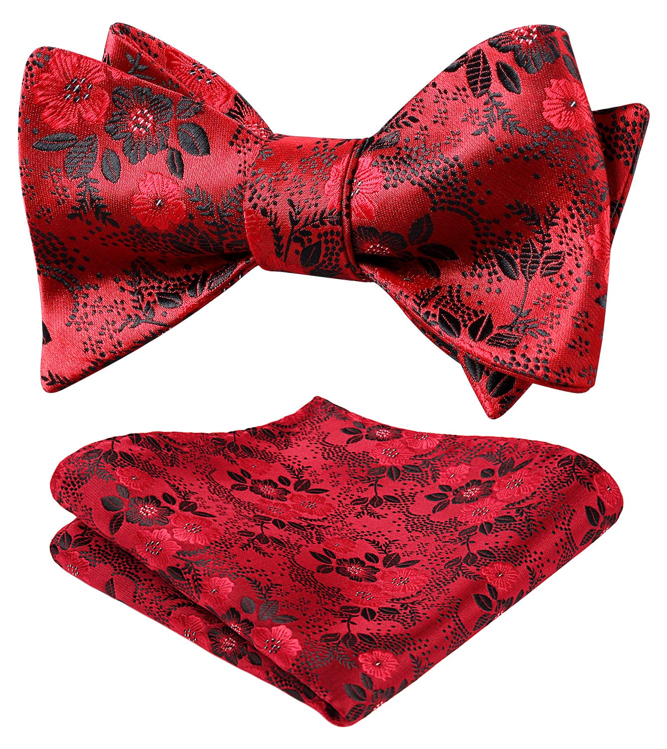 HISDERN Bow Ties for Men Floral Bowties Mens Self Tie Bow Tie Handkerchief Jacquard Woven Bowtie Pocket Square Set