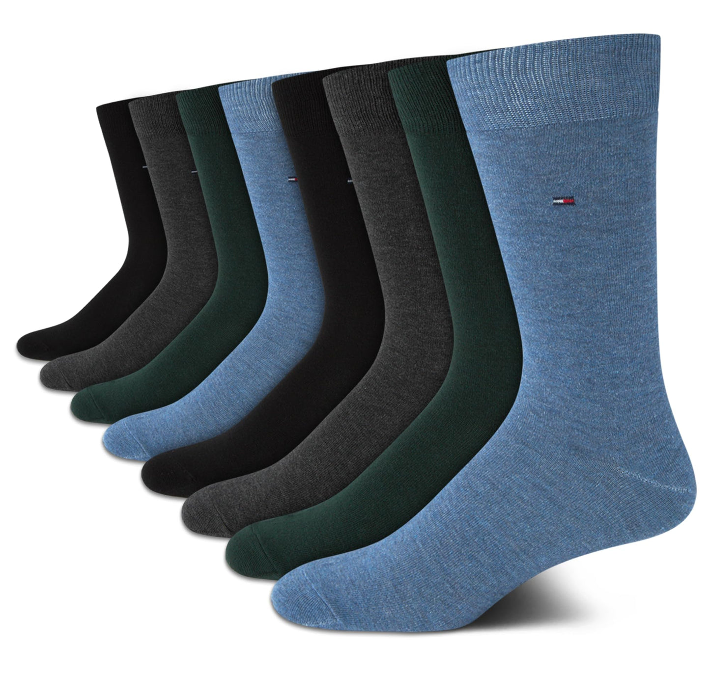 Tommy Hilfiger Men's Dress Socks - 8 Pack Comfort Stretch Crew Socks for Men - Crew Length Breathable Mens Work Socks (7-12)