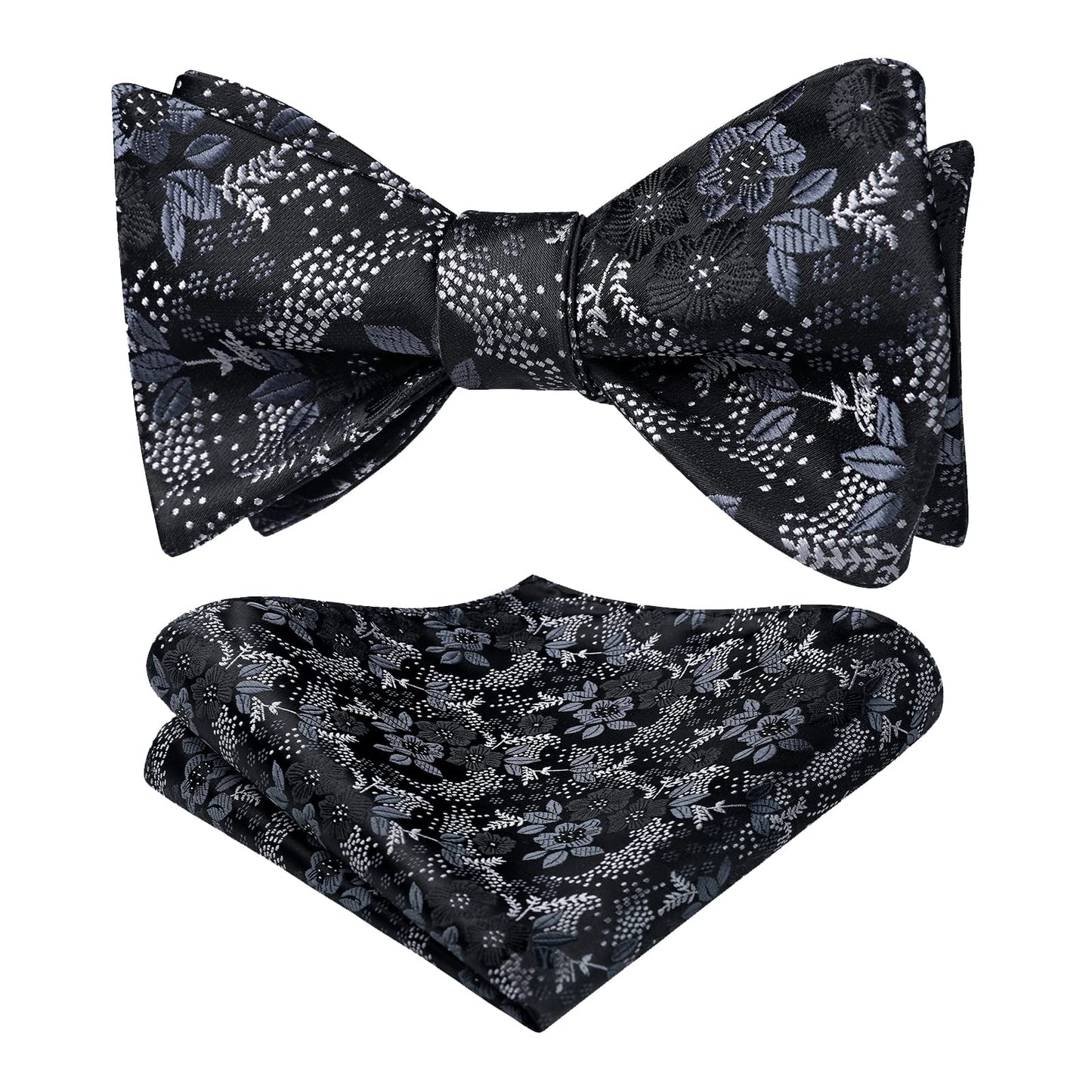 HISDERN Bow Ties for Men Floral Bowties Mens Self Tie Bow Tie Handkerchief Jacquard Woven Bowtie Pocket Square Set