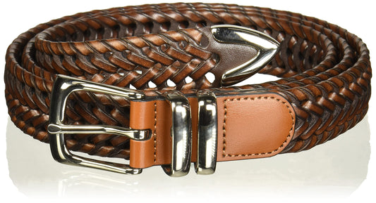 Perry Ellis Men's Portfolio Braided Belt with Leather (Sizes 30-54 Inches)