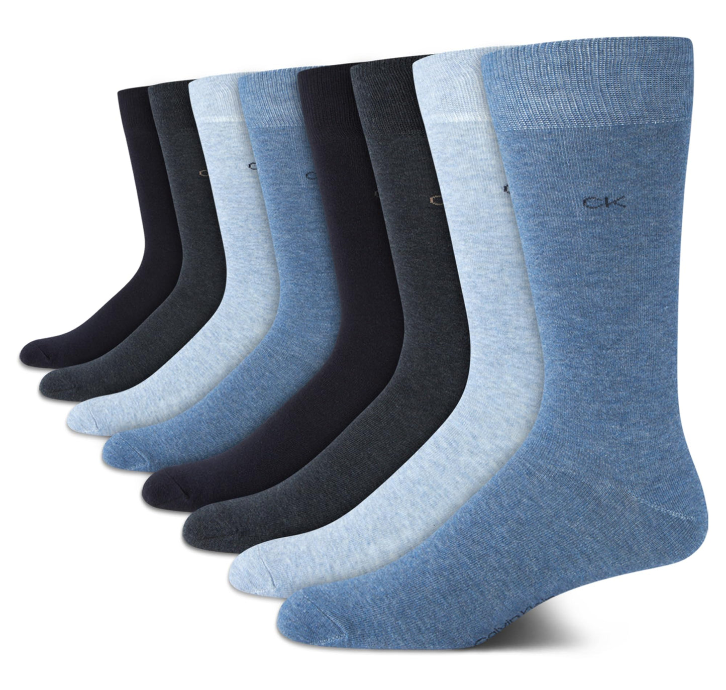 Calvin Klein Men's Dress Socks - Lightweight Cotton Blend Crew Socks (8 Pairs)