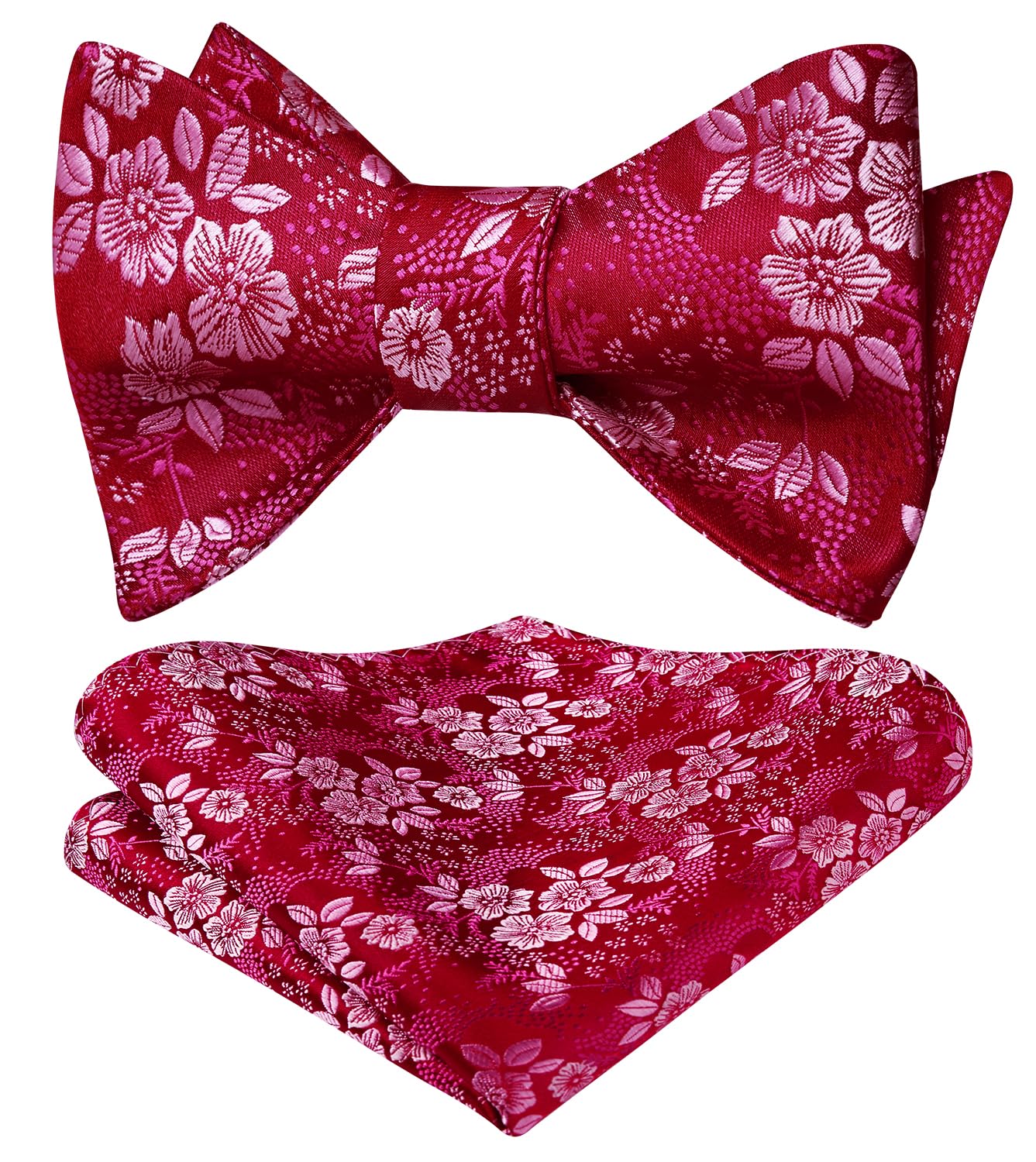 HISDERN Bow Ties for Men Floral Bowties Mens Self Tie Bow Tie Handkerchief Jacquard Woven Bowtie Pocket Square Set