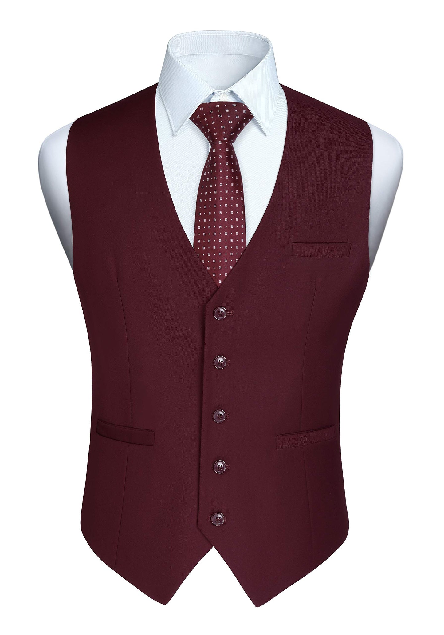 HISDERN Men's Suit Vest Business Formal Dress Waistcoat Vest with 3 Pockets for Suit or Tuxedo