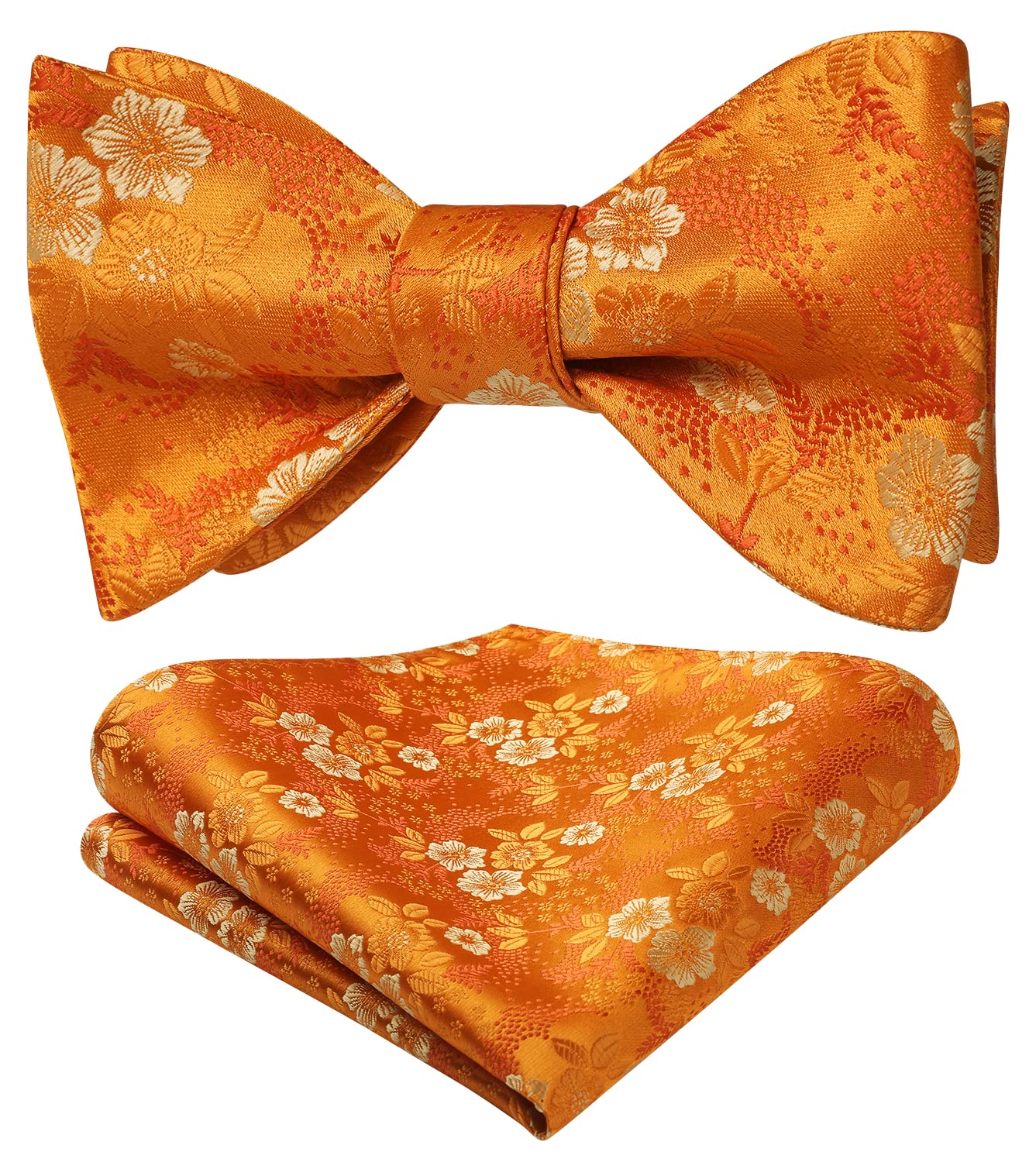 HISDERN Bow Ties for Men Floral Bowties Mens Self Tie Bow Tie Handkerchief Jacquard Woven Bowtie Pocket Square Set