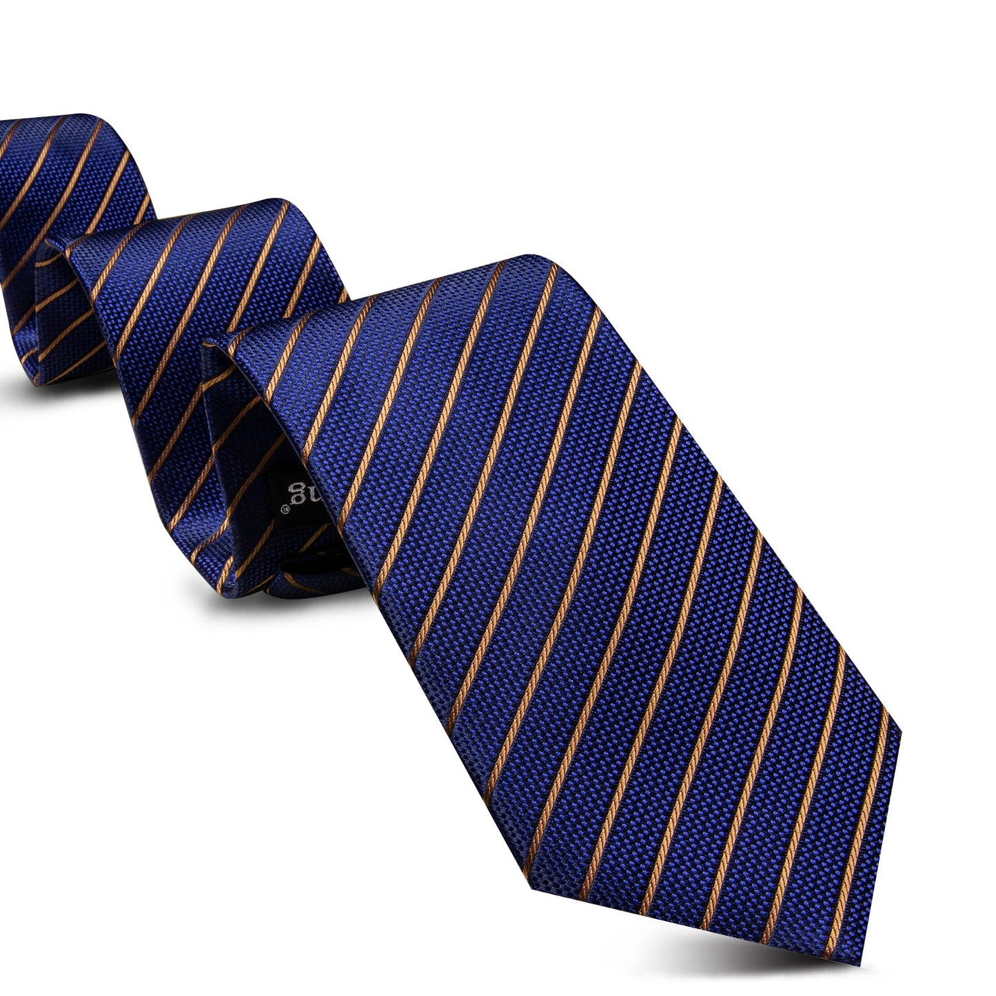 Barry.Wang Stripe Men Ties Set Classic WOVEN Necktie with Handkerchief Cufflinks Formal