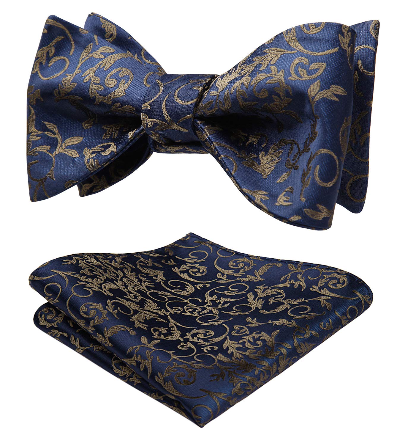 HISDERN Bow Ties for Men Floral Bowties Mens Self Tie Bow Tie Handkerchief Jacquard Woven Bowtie Pocket Square Set