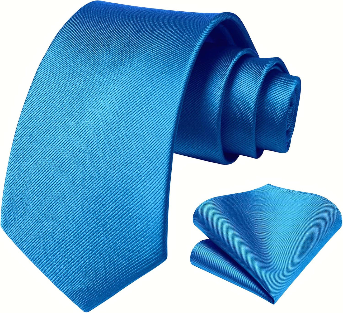 HISDERN Mens Ties Solid Color Ties for Men Formal Necktie with Pocket Square Set Satin Silk Neck Tie Handkerchiefs Set