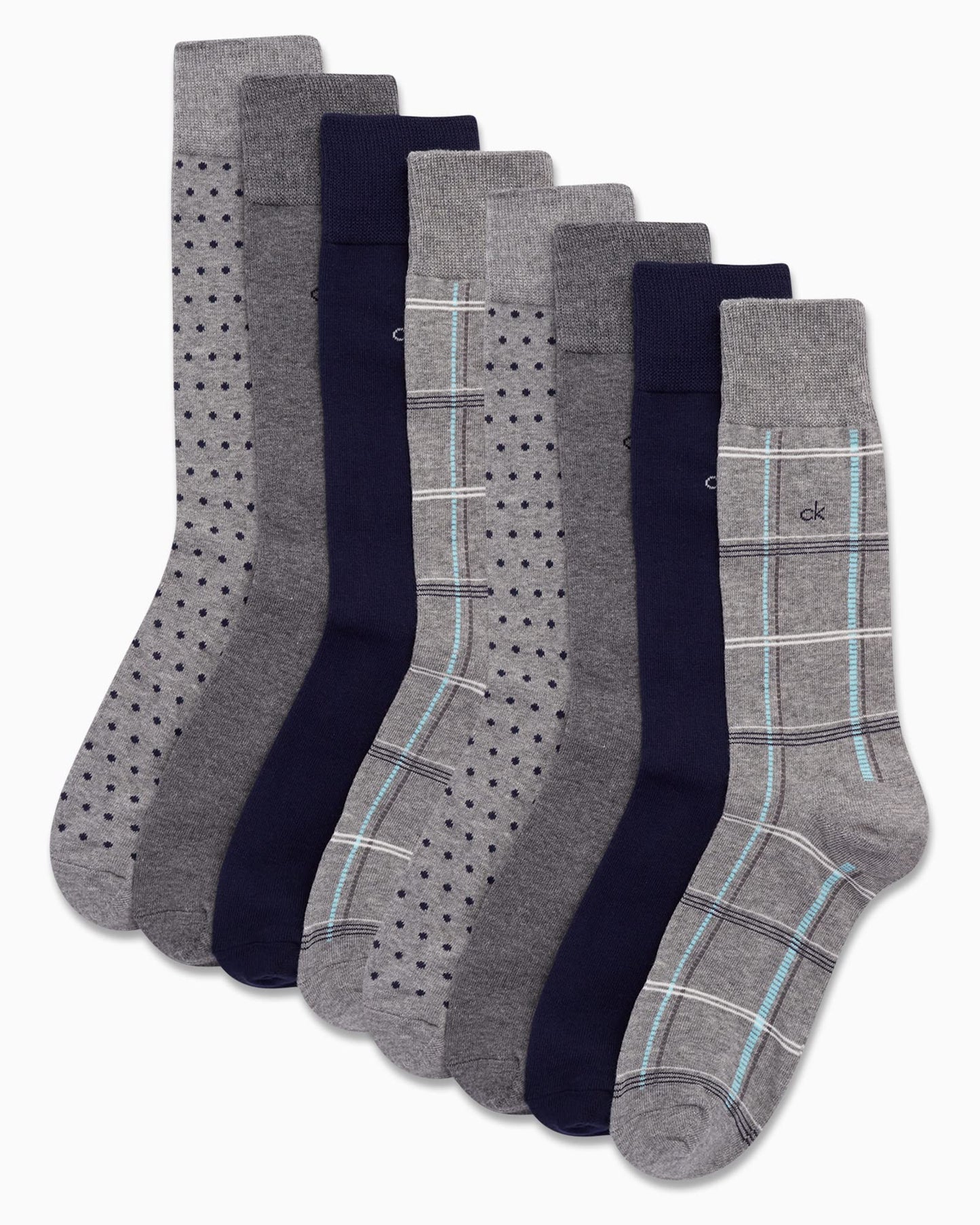 Calvin Klein Men's Dress Socks - Lightweight Cotton Blend Crew Socks (8 Pairs)