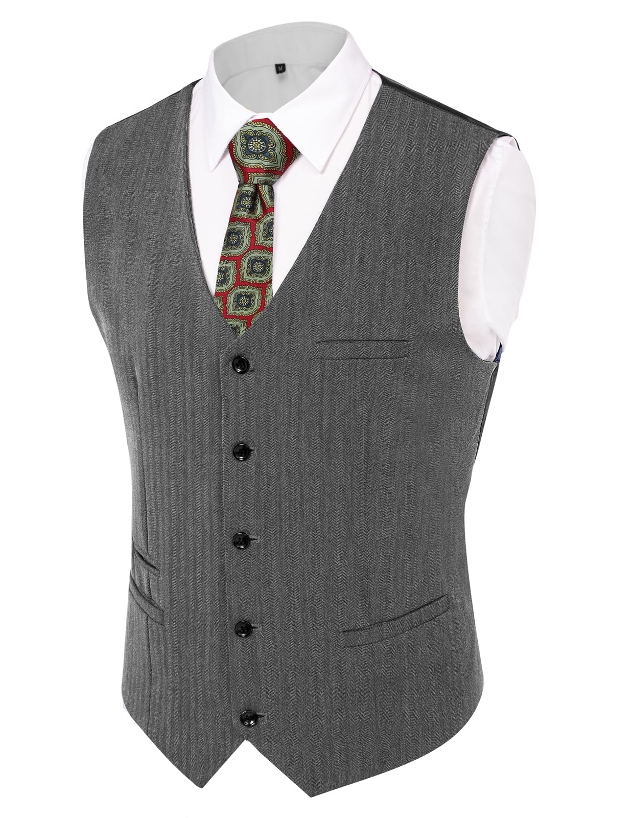 PJ PAUL JONES Men's Herringbone Tweed Suit Vest Casual Wool Blend Waistcoat