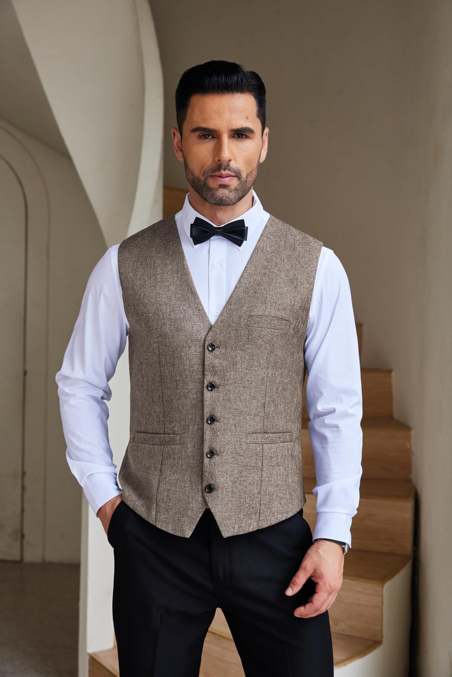 COOFANDY Men Casual Suit Vest Slim Fit Formal Vest Business Wedding Waistcoat