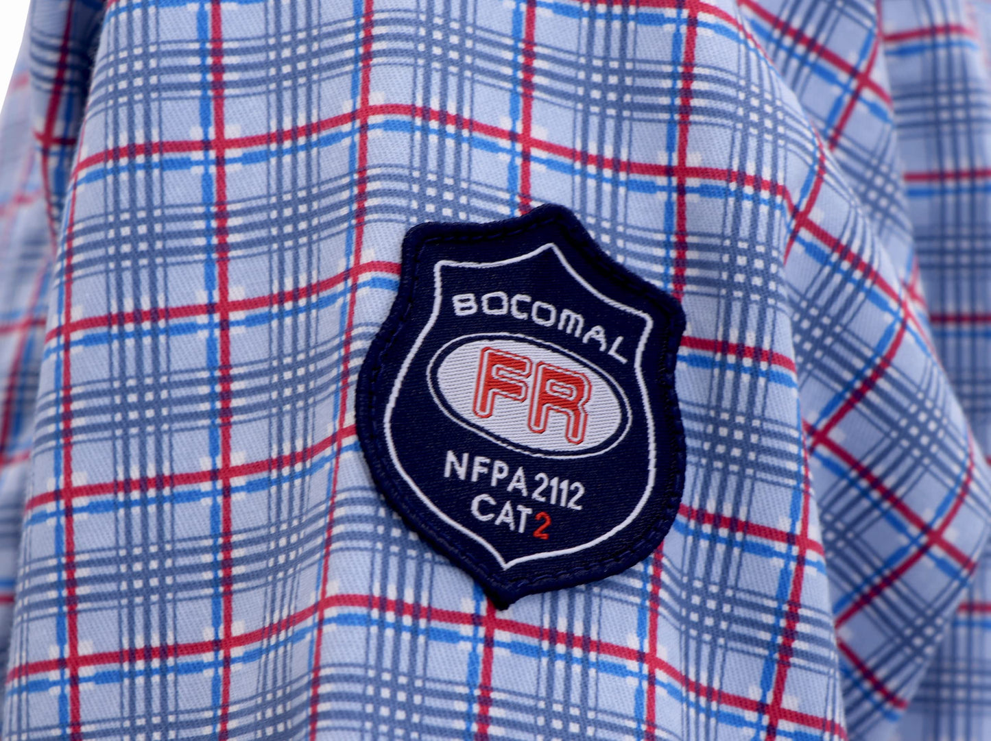 BOCOMAL FR Shirts Flame Resistant NFPA2112/CAT2 6.5oz Light Weight Printed Fire Retardant Plaid Shirt