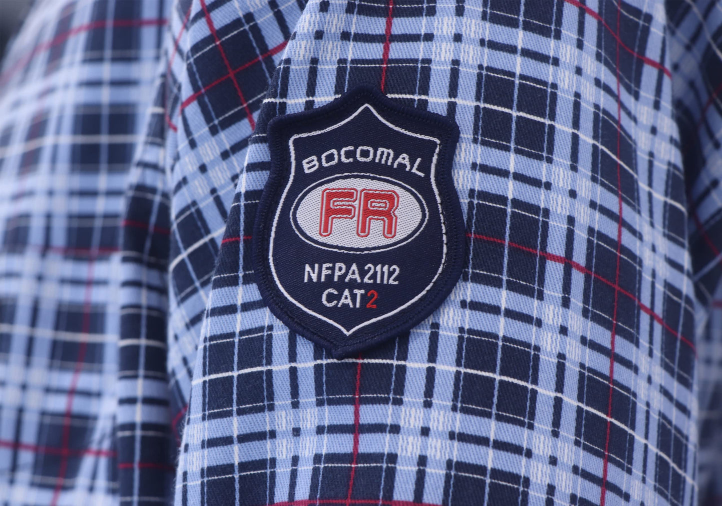 BOCOMAL FR Shirts Flame Resistant NFPA2112/CAT2 6.5oz Light Weight Printed Fire Retardant Plaid Shirt