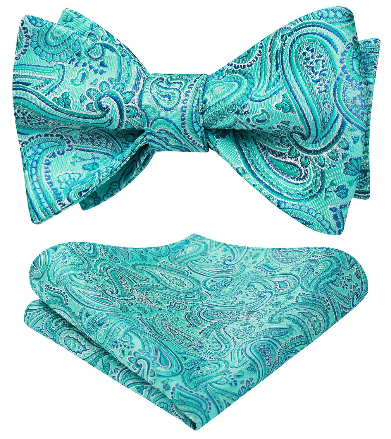 HISDERN Bow Ties for Men Paisley Bowties Mens Self Tie Bow Tie and Pocket Square Set Formal Tuxedo Wedding Bowtie