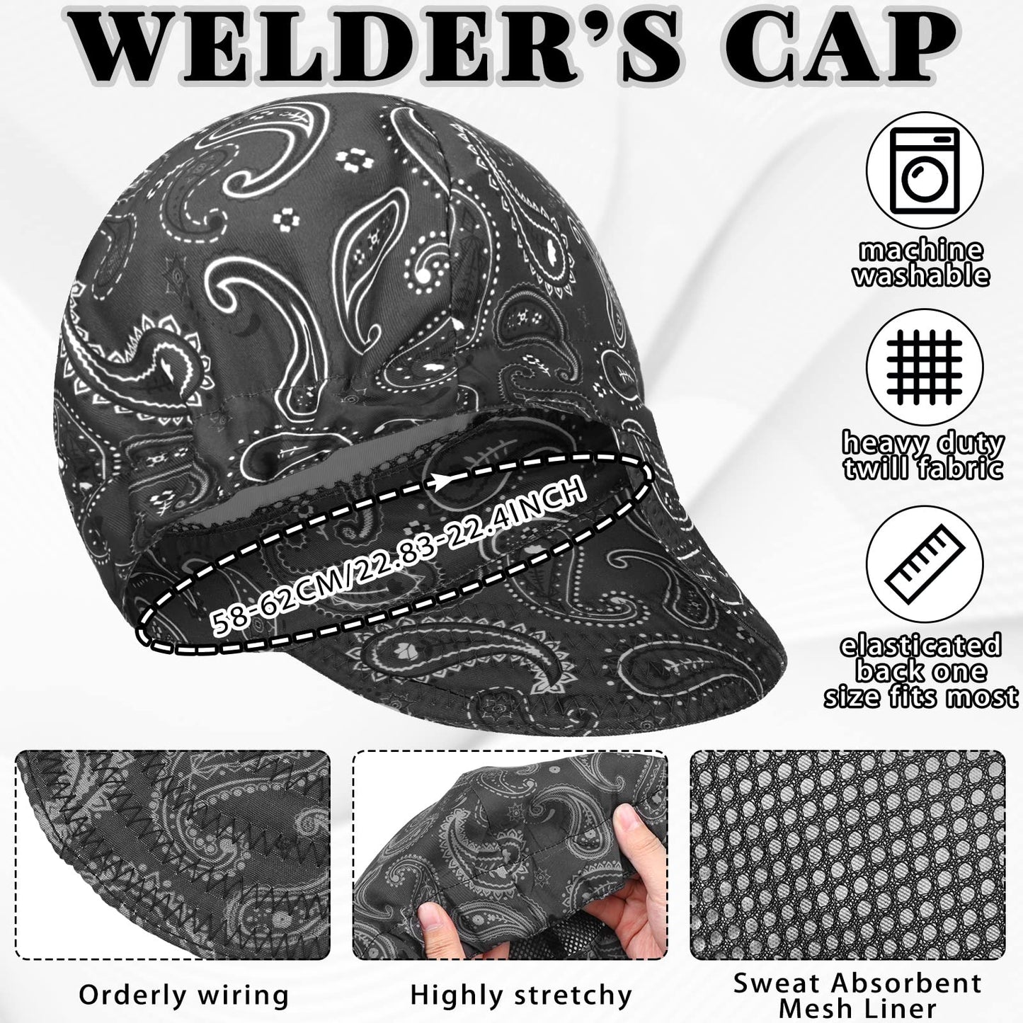 Marsui 6 Pcs Welding Caps Welding Hats Beanie for Men Women Camo Welder's Cap Welding Helmet Liners Welding Accessories Tools