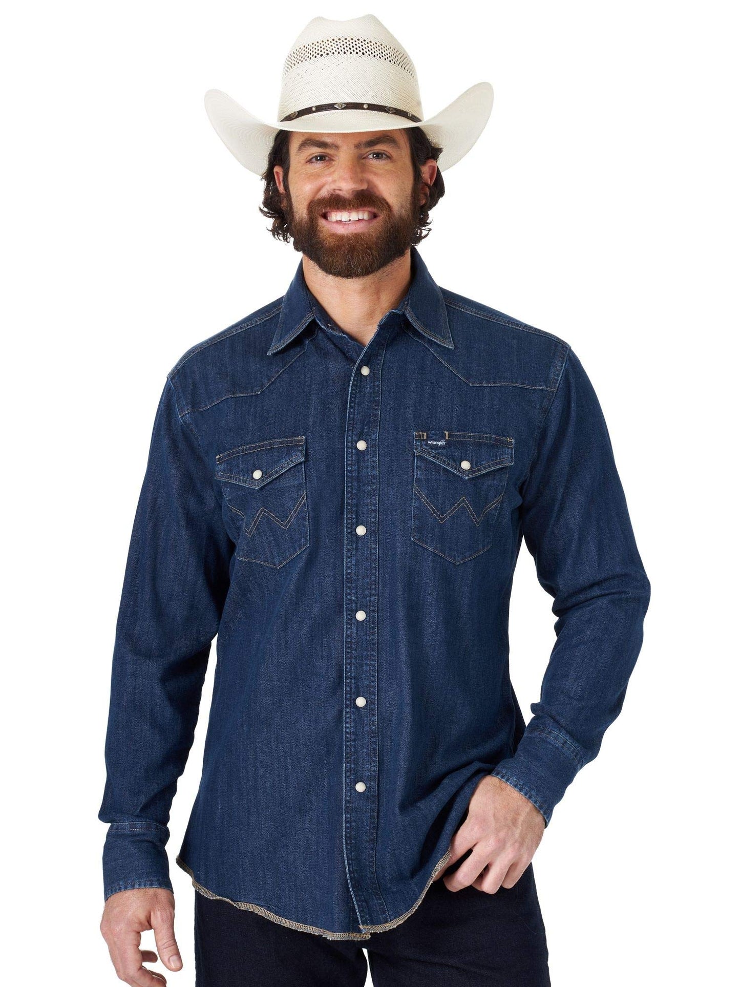 Wrangler Mens Western Work Shirt Washed Finish