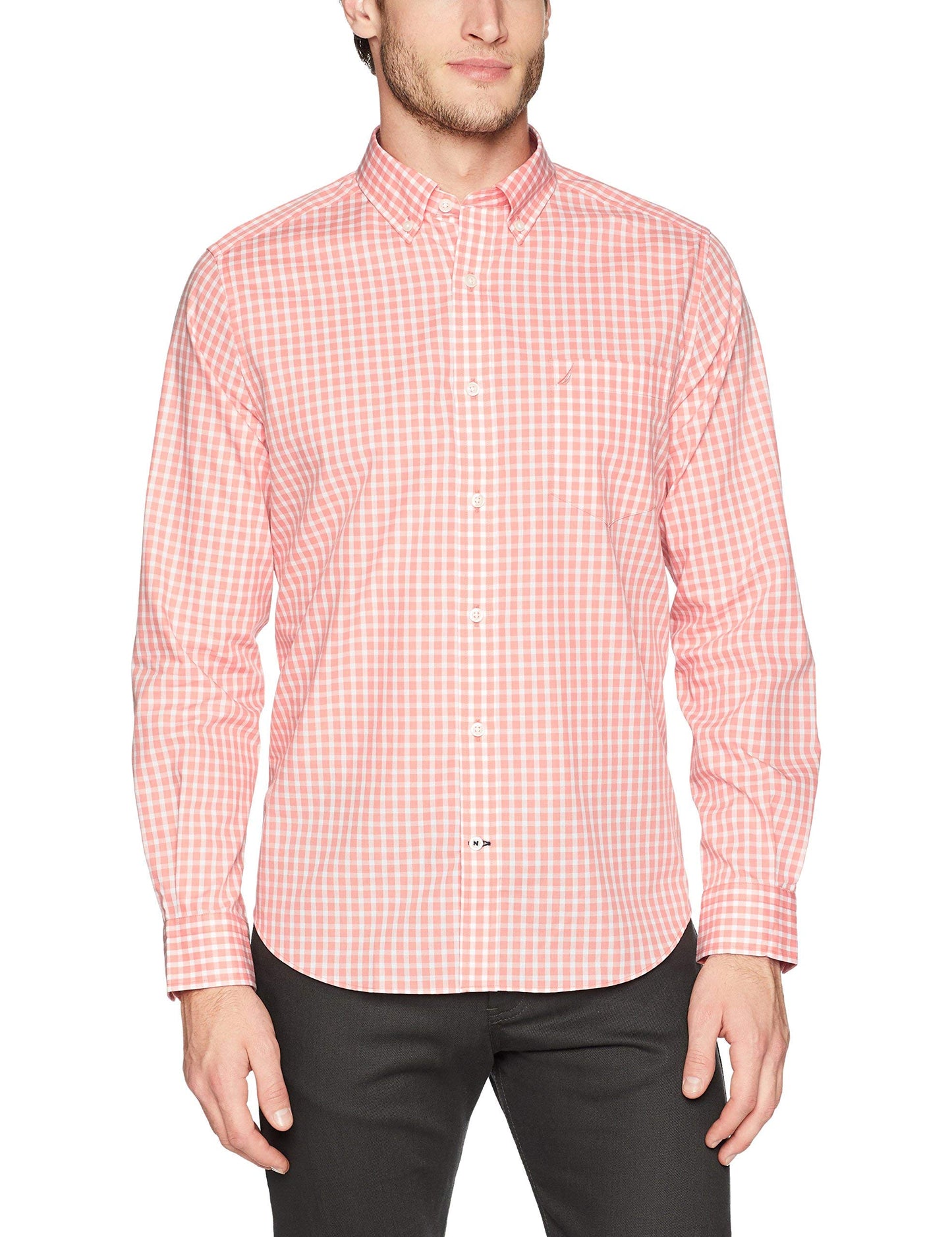 Nautica Men's Wrinkle Resistant Long Sleeve Button Front Shirt