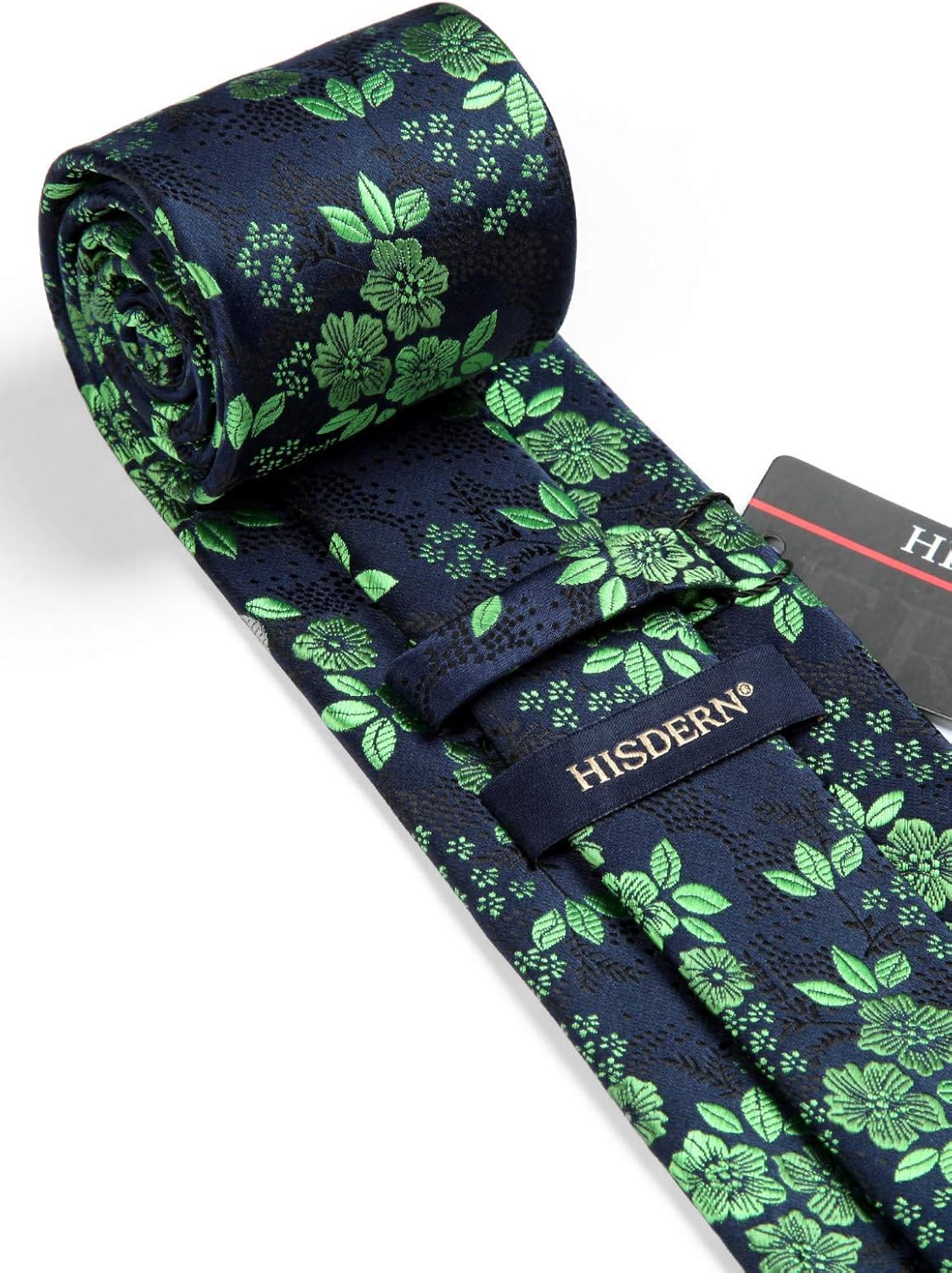 Men Floral Ties Woven Classic 3.4" NeckTie Set Formal Tie Pocket Square for Wedding with Handkerchief