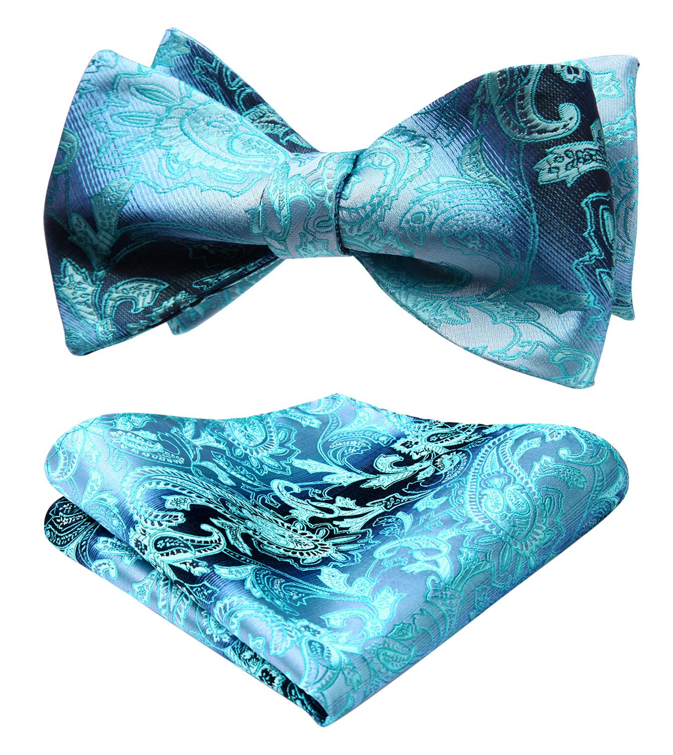 HISDERN Bow Ties for Men Paisley Bowties Mens Self Tie Bow Tie and Pocket Square Set Formal Tuxedo Wedding Bowtie